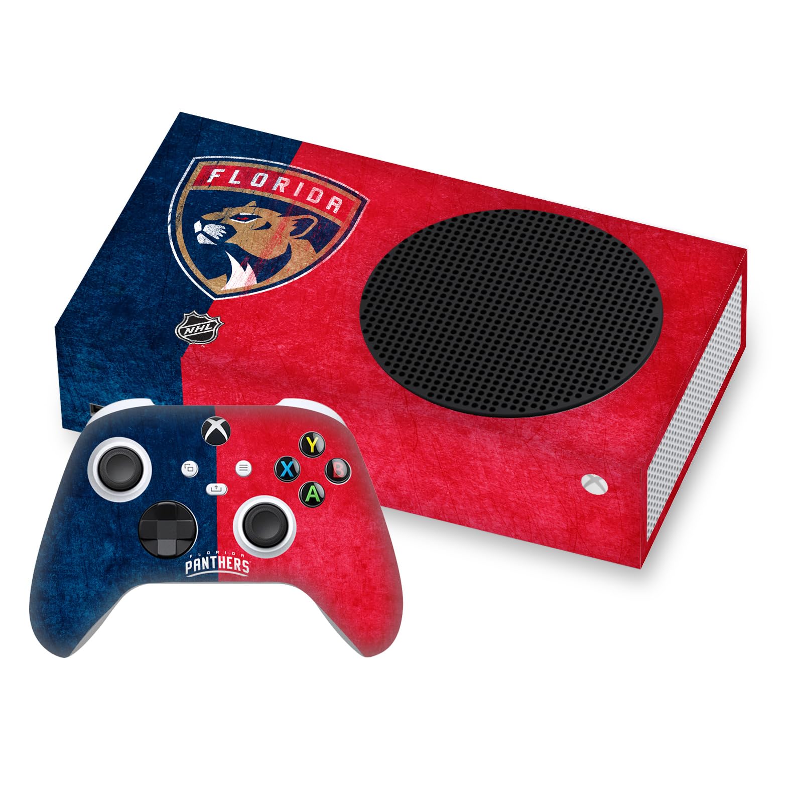 Official NHL Licensed Florida Panthers Distressed Vinyl Skin Decal Cover - Compatible with Xbox Series S Console & Controller Bundle - Perfect for Gaming Enthusiasts and Sports Fans