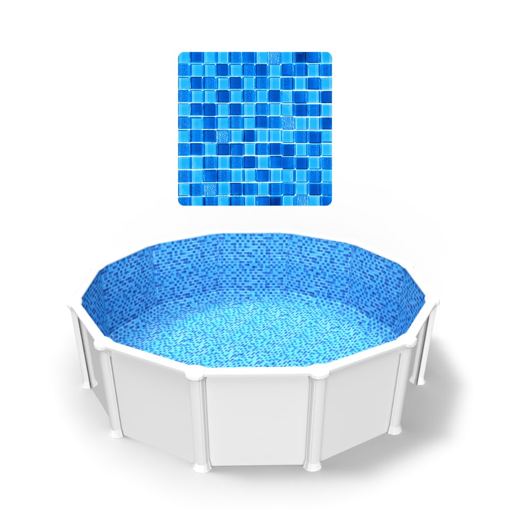 Premium Above Ground Pool Liner - Heavy Duty Overlap Design for Round & Oval Pools - Sizes 15', 18', 21', 24', 27', 28', 30', 33', 12'x24', 15'x24', 15'x25', 15'x30', 16'x32', 18'x33', 21'x41' (Royale Abyss Pattern) - Perfect for Backyard Swimming Pools, Summer Relaxation & Family Fun