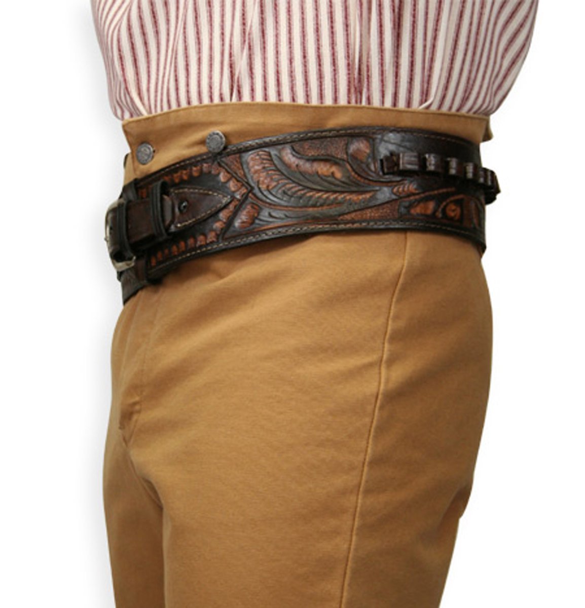 Historical Emporium .44/.45 Cal Standard Right Hand Western Gun Belt & Holster - Genuine Tooled Leather for Cowboy Action Shooting & Reenactments