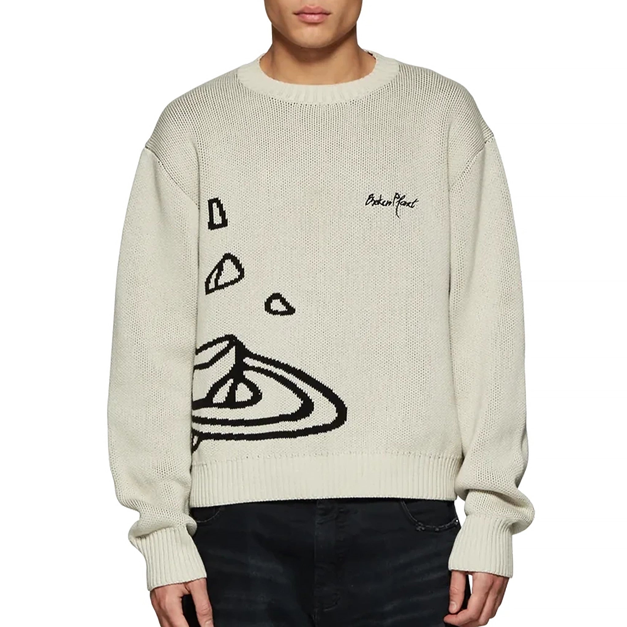 Broken Planet Bone White Knit Sweatshirt for Men & Women | Cozy Oversized Pullover Sweater | Perfect for Casual Wear, Street Style & Winter Fashion