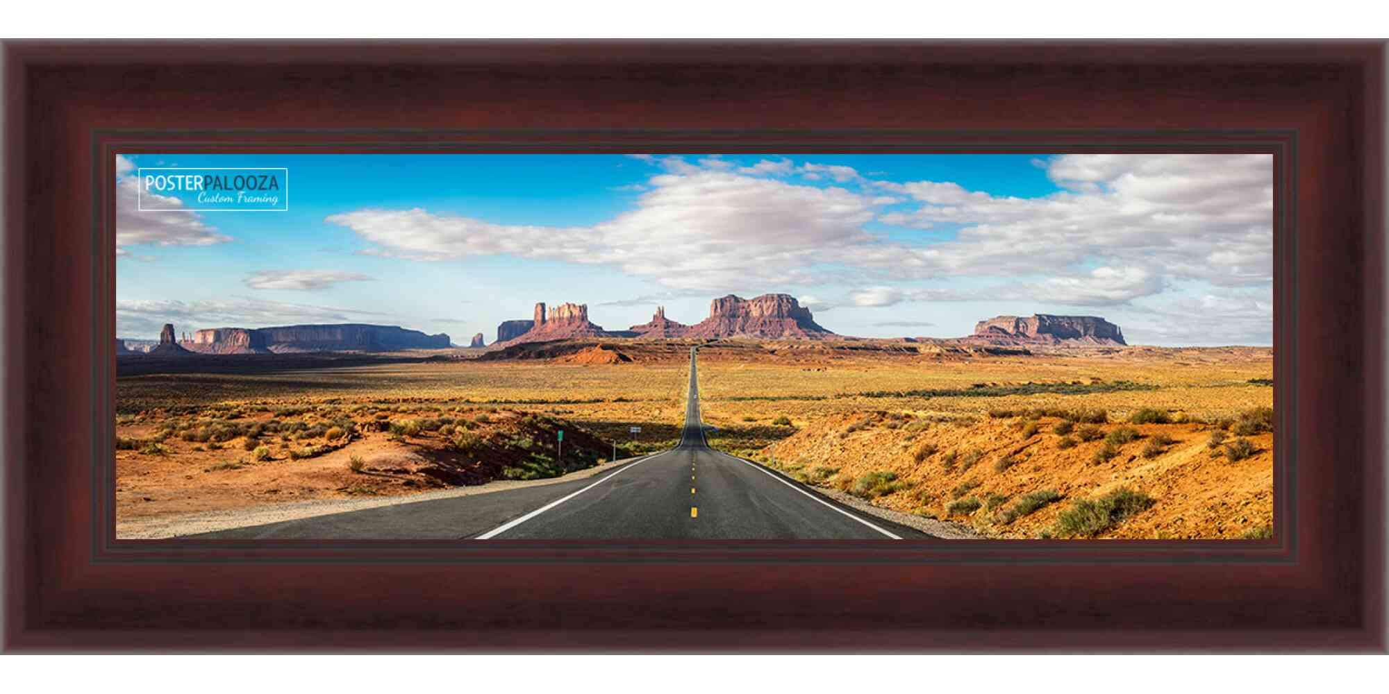 13.5x40 Modern Mahogany Wood Panoramic Picture Frame with UV Acrylic, Backing & Hanging Hardware - Perfect for Wall Art, Family Photos & Large Poster Displays in Living Rooms, Offices & Galleries