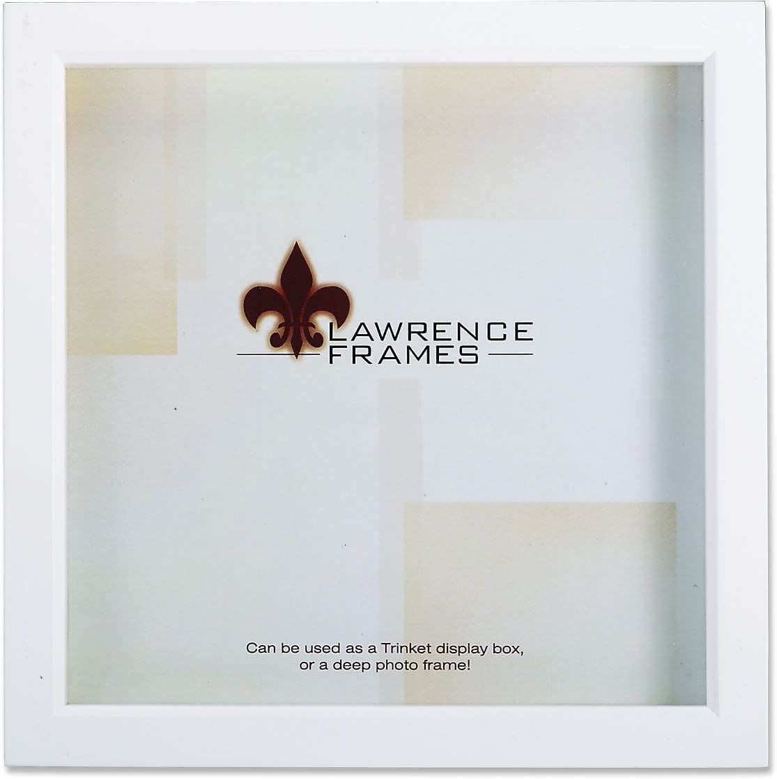 Lawrence Frames 795288 White Wood Treasure Box Shadow Box Picture Frame - 8x8 Inch Display Case for Keepsakes, Photos, Jewelry & Memorabilia - Perfect for Home Decor, Gifts & Wall Display