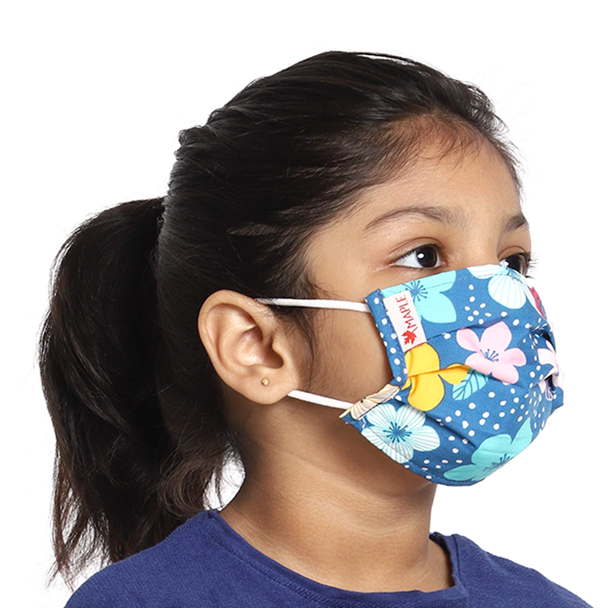 MAPLE DuoSafe Kids Face Mask - Extra Small (3-6 Years) - 4 Pack Mixed Colors & Designs - Soft Breathable Cotton for School, Travel & Daily Protection
