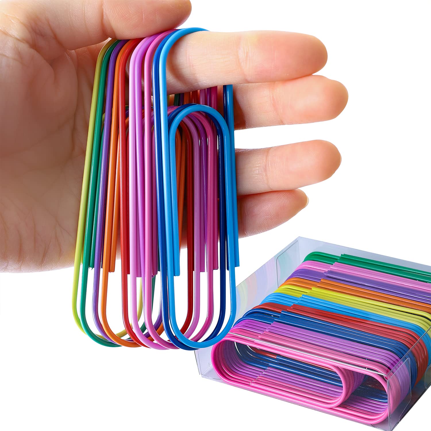 Jumbo Paper Clips 40-Pack - 4 Inch Large Vinyl Coated Paperclip Set in Multicolors for Office, School & Document Organization | Perfect for Bulk Filing, Craft Projects & Heavy Duty Paperwork
