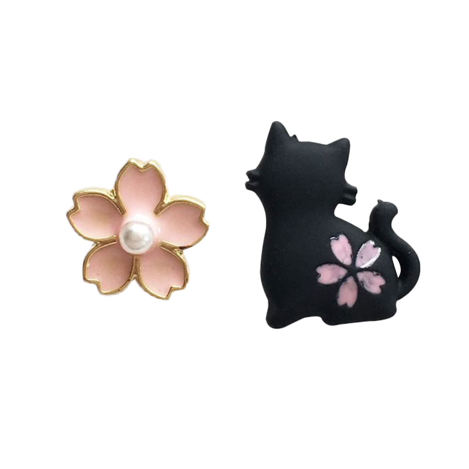 Stylish Asymmetric Flower Dangle Hoop Earrings for Women - Cute Cat Stud Earrings for Men & Women | Fashion Piercing Jewelry for Daily Wear, Parties & Gifts