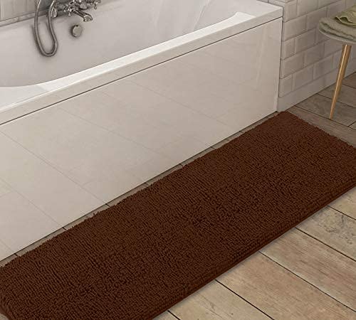 LuxUrux Extra Soft Plush Chenille Bath Mat - Super Absorbent Shaggy Bathroom Rug, 21