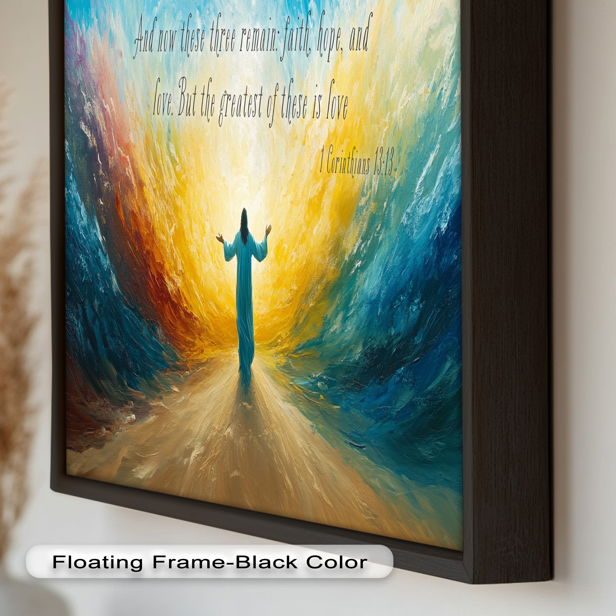 1 Corinthians 13:13 Faith Hope Love Bible Verse Oil Painting - Christian Home Decor, Church Wall Art, Inspirational Gift for Weddings & Baptisms