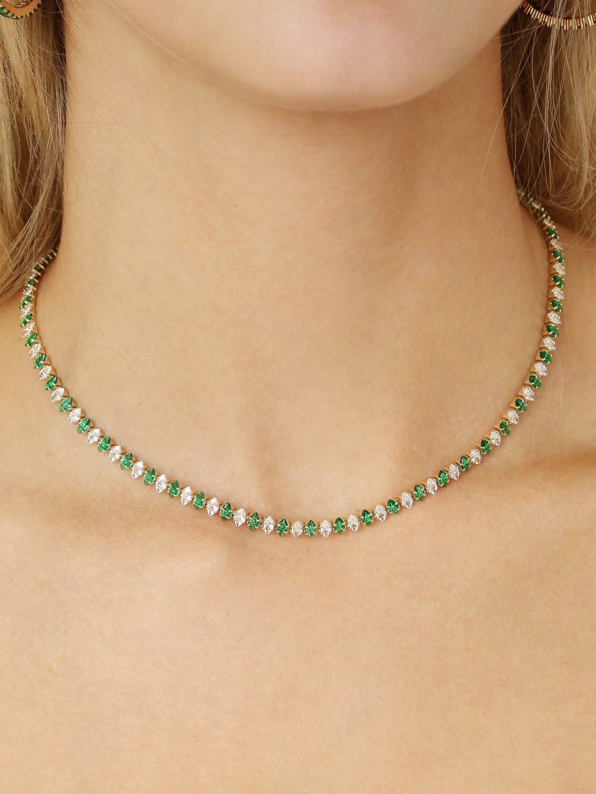 Exquisite Emerald Marquise Cut Necklace - 14K Gold Plated Elegant Jewelry for Women - Perfect for Weddings, Parties & Special Occasions