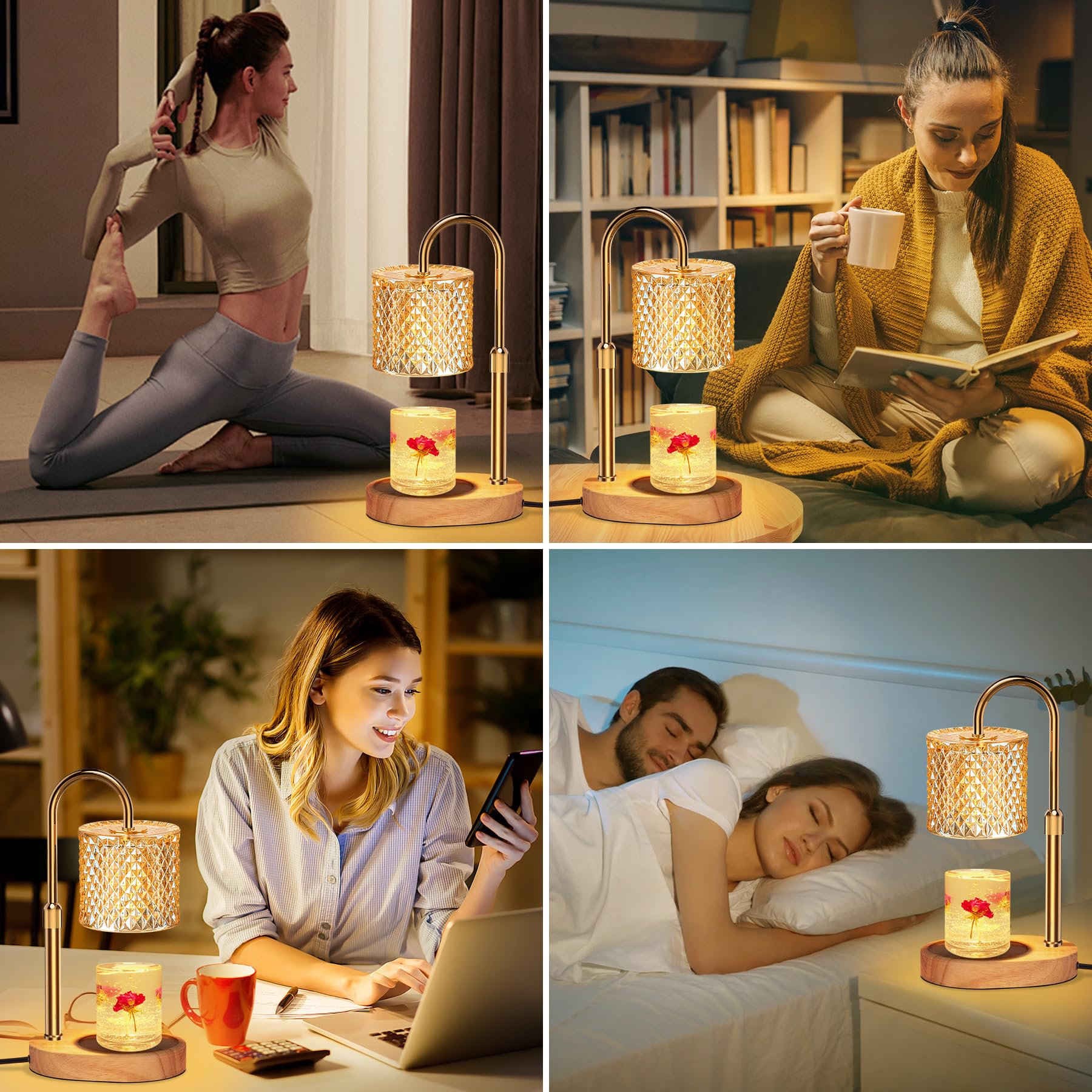 Candle Warmer Lamp with Timer & Dimmer - Adjustable Height Wax Melt Warmer for Scented Candles - Includes 2 Bulbs - Perfect for Home Decor, Bedroom, Office & Relaxation Spaces