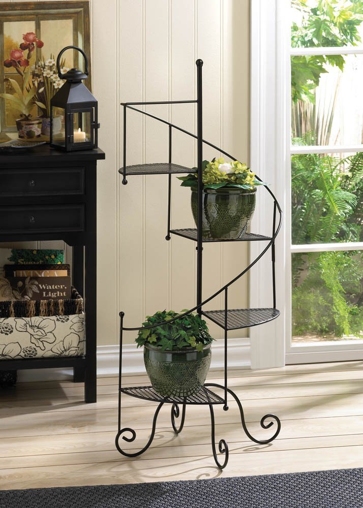 Modern Wooden Staircase Plant Stand - 3 Tier Indoor/Outdoor Flower Shelf for Home Decor, Living Room, Balcony, Garden | Space Saving Vertical Planter Display