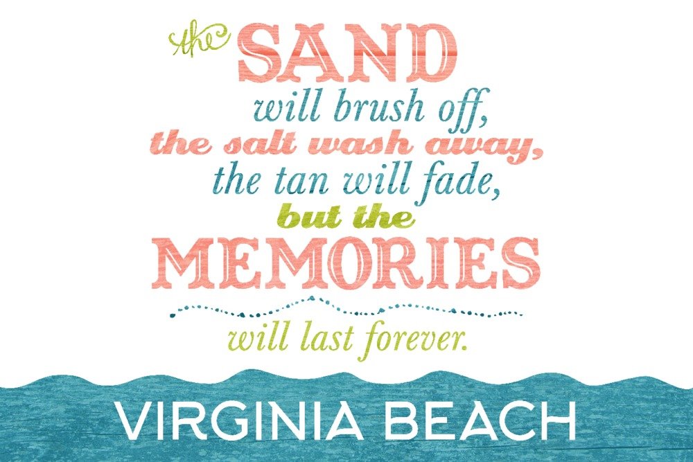 Virginia Beach Travel Poster - 36x54 Giclee Gallery Print, Coastal Wall Decor for Living Room & Office | Beach Memories Last Forever Artwork