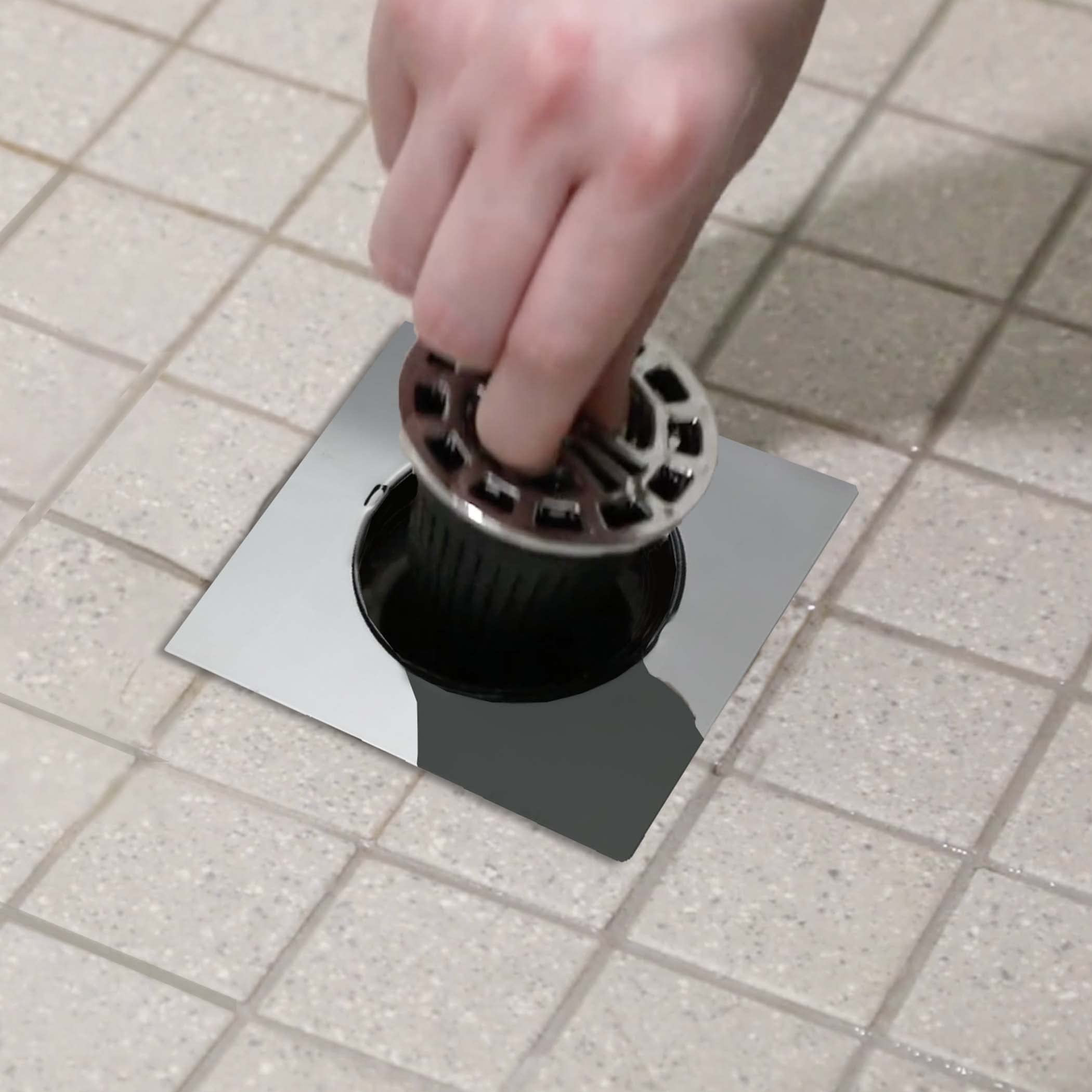 Danco 4-1/4 Inch Square Shower Drain Hair Catcher - Chrome Shower Drain Cover Protector for Stand-Alone Showers - Prevents Clogs in Bathroom, RV & Mobile Home Showers