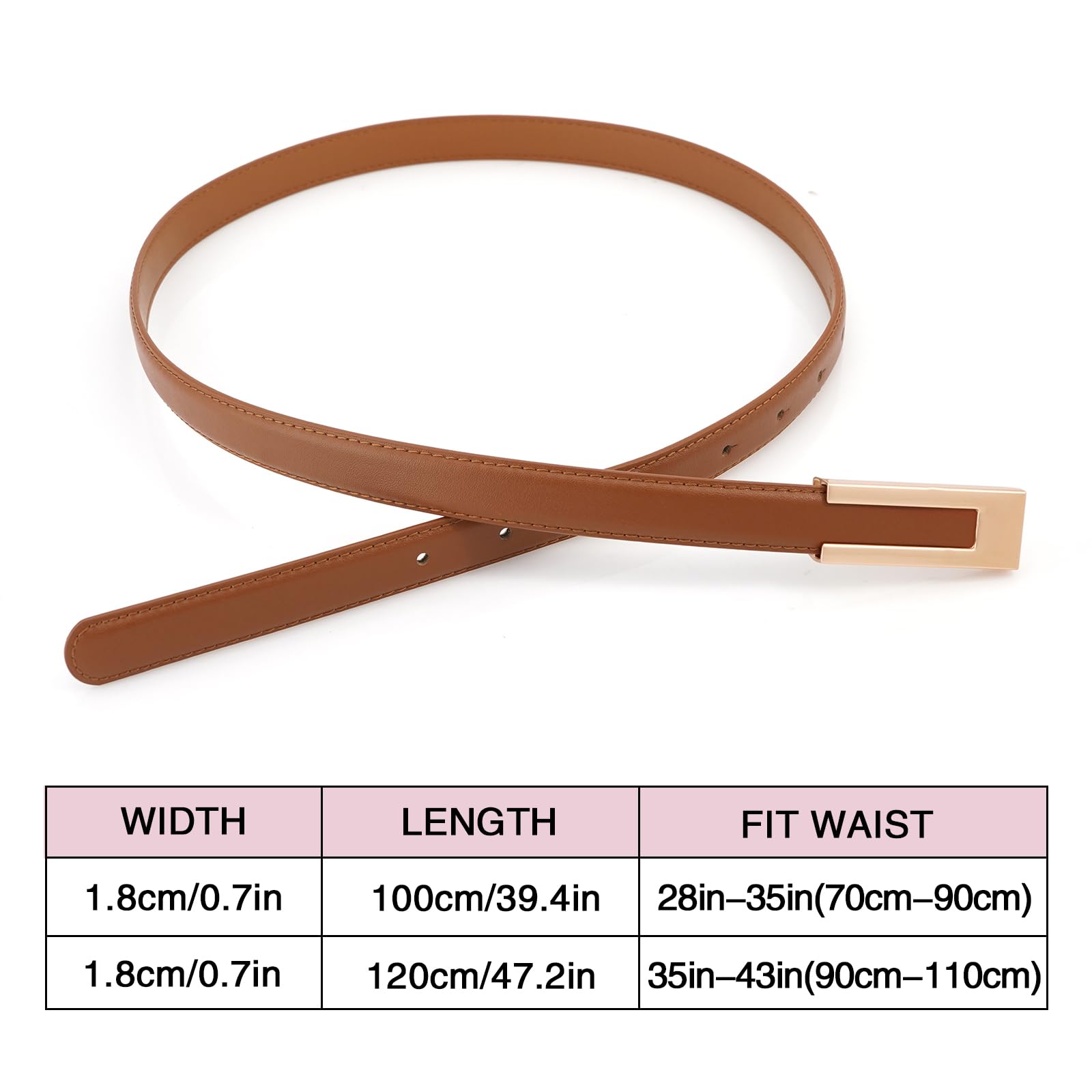 Women's Thin Leather Belt with Gold Buckle for Dresses & Jeans - Fashion Waist Accessory