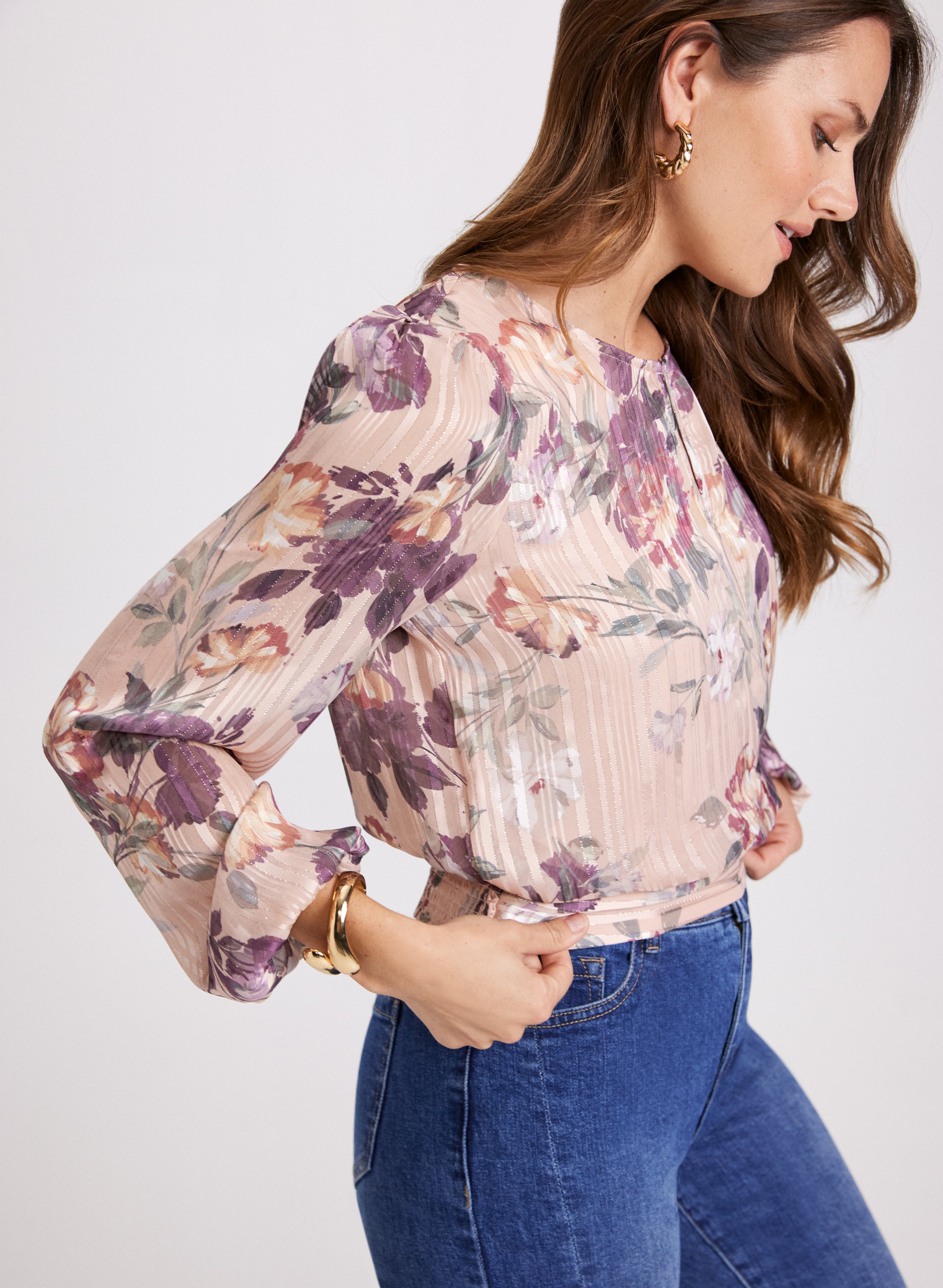 Floral Pleated Hem Blouse for Women - Elegant Ruffled Tops for Spring & Summer - Perfect for Office, Date Night & Special Occasions