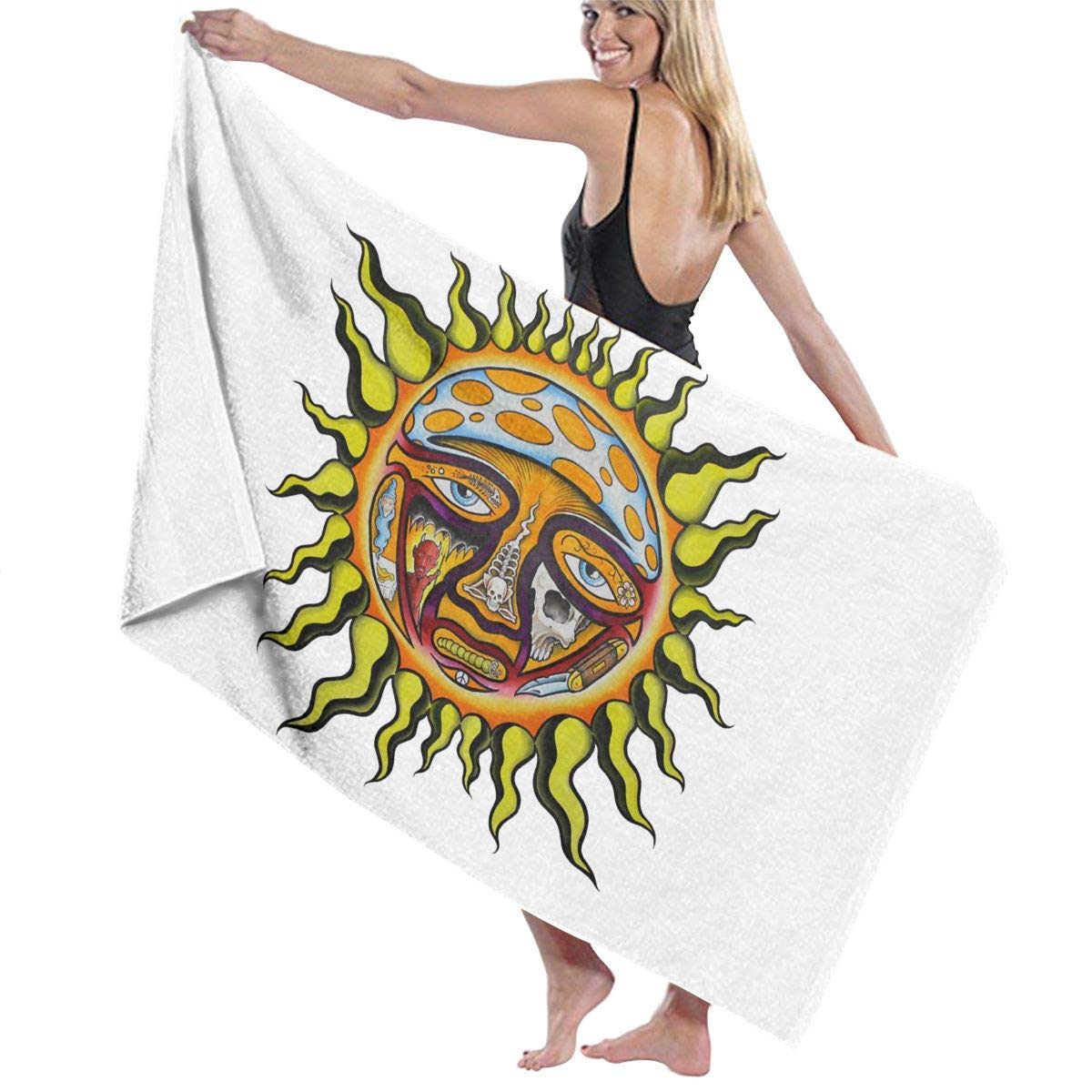 Sublime Iconic Sun Beach Towels for Women & Girls - Fast Drying Superfine Fiber, Oversized 32x52 Inches - Perfect for Gym, Pool, Beach, Honeymoon, Cruise & Camping - Soft & Absorbent for Swimming & Fitness Classes