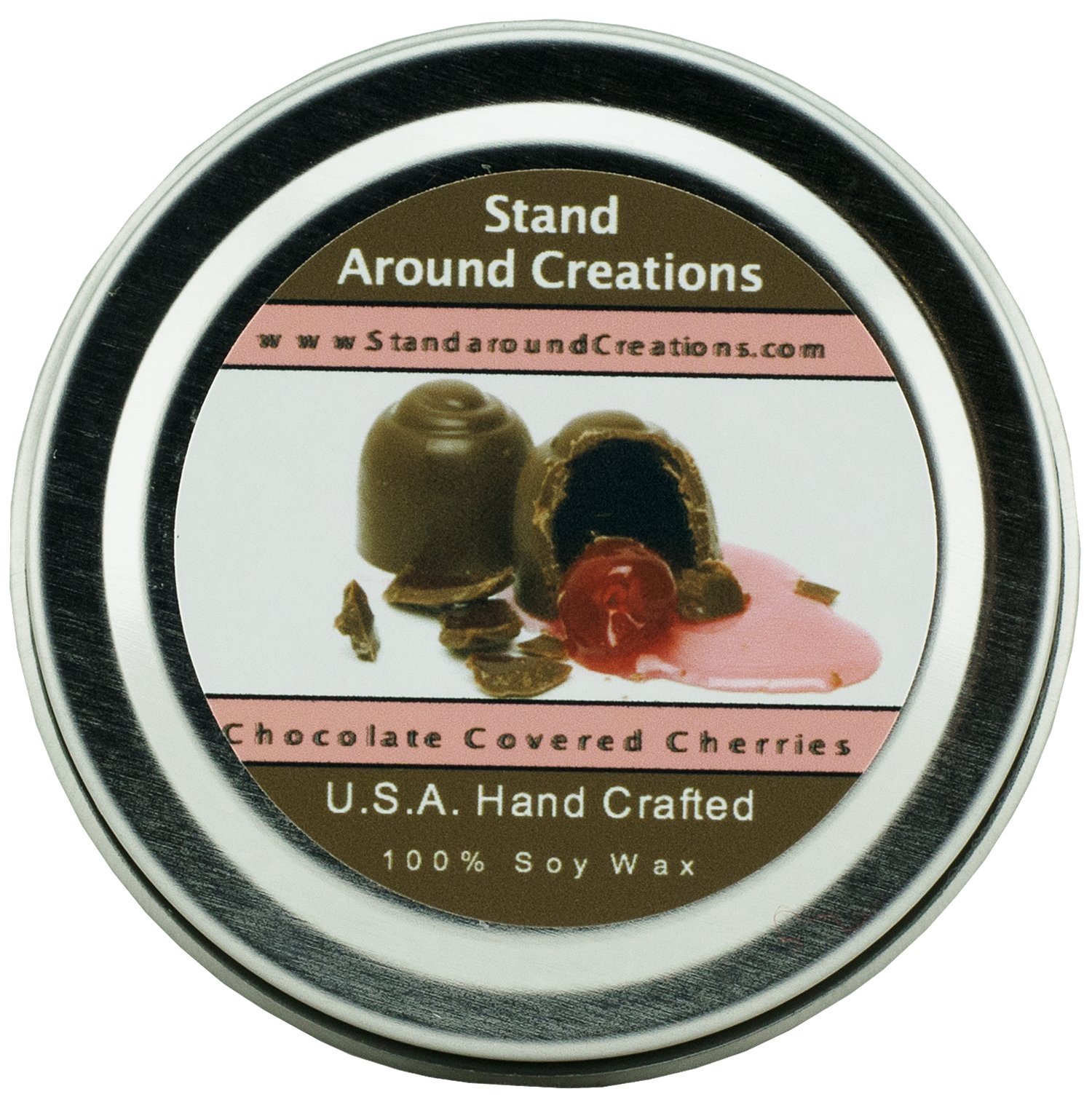 Premium 100% Natural Soy Wax Aromatherapy Candle - 2oz Tin - Chocolate Covered Cherries Scent with Sweet Maraschino & French Vanilla Notes | Relaxing Home Fragrance for Bedroom, Bath & Office