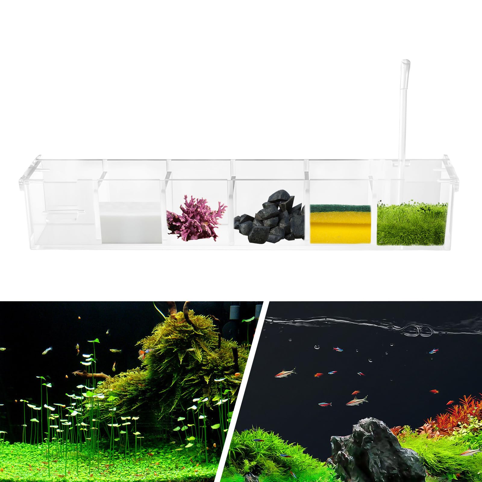 Upthehill 6 Grids Aquarium Filter System for Fish Tanks - Water Pump Not Included