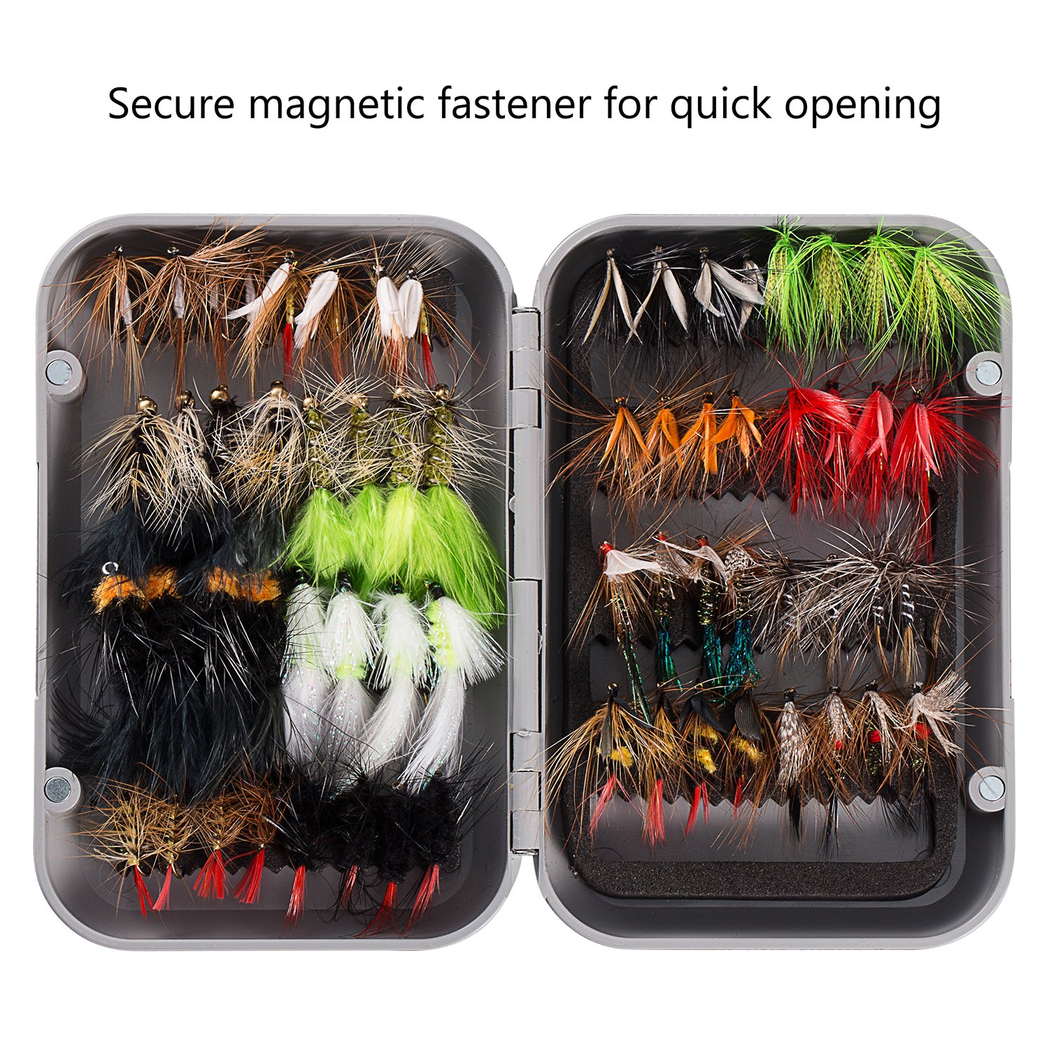 BassDash Premium Fly Fishing Flies Kit - 36/64/72/76/80/96pcs Assortment for Trout & Bass - Dry/Wet Flies, Nymphs, Streamers, Poppers - Includes Durable Fly Box - Perfect for Freshwater Fishing & Fly Fishing Beginners
