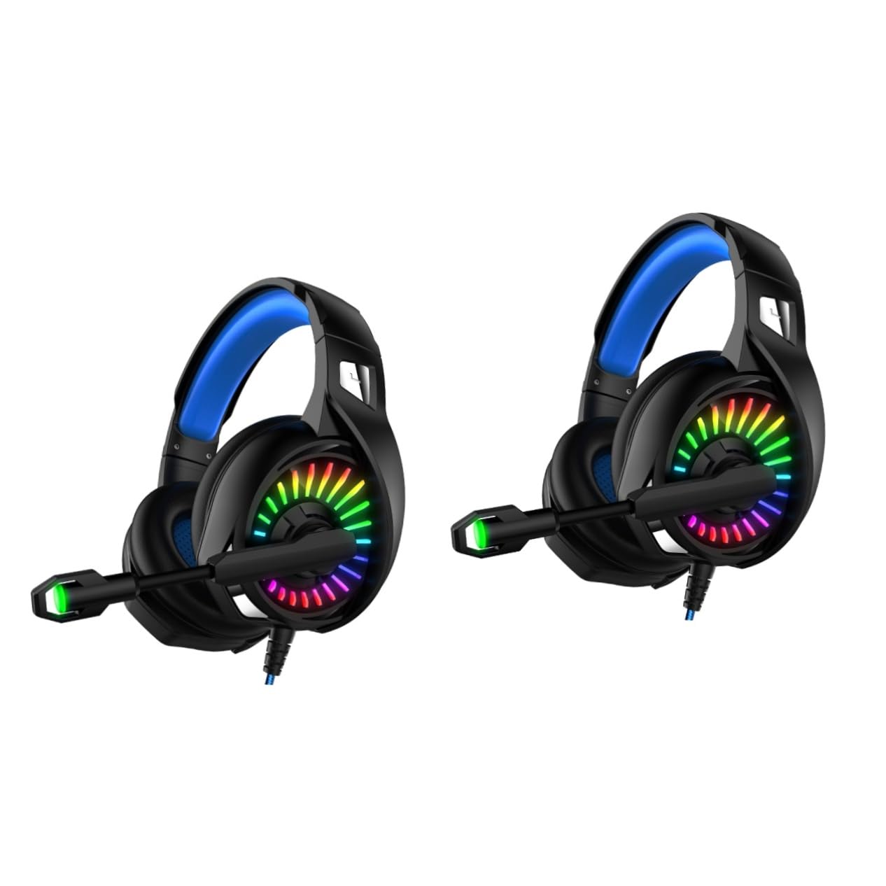 Gadpiparty 2 Pack Wired Headphones with Subwoofer - A20 Model in Black & Blue | Perfect for Gaming, Music, and Office Use