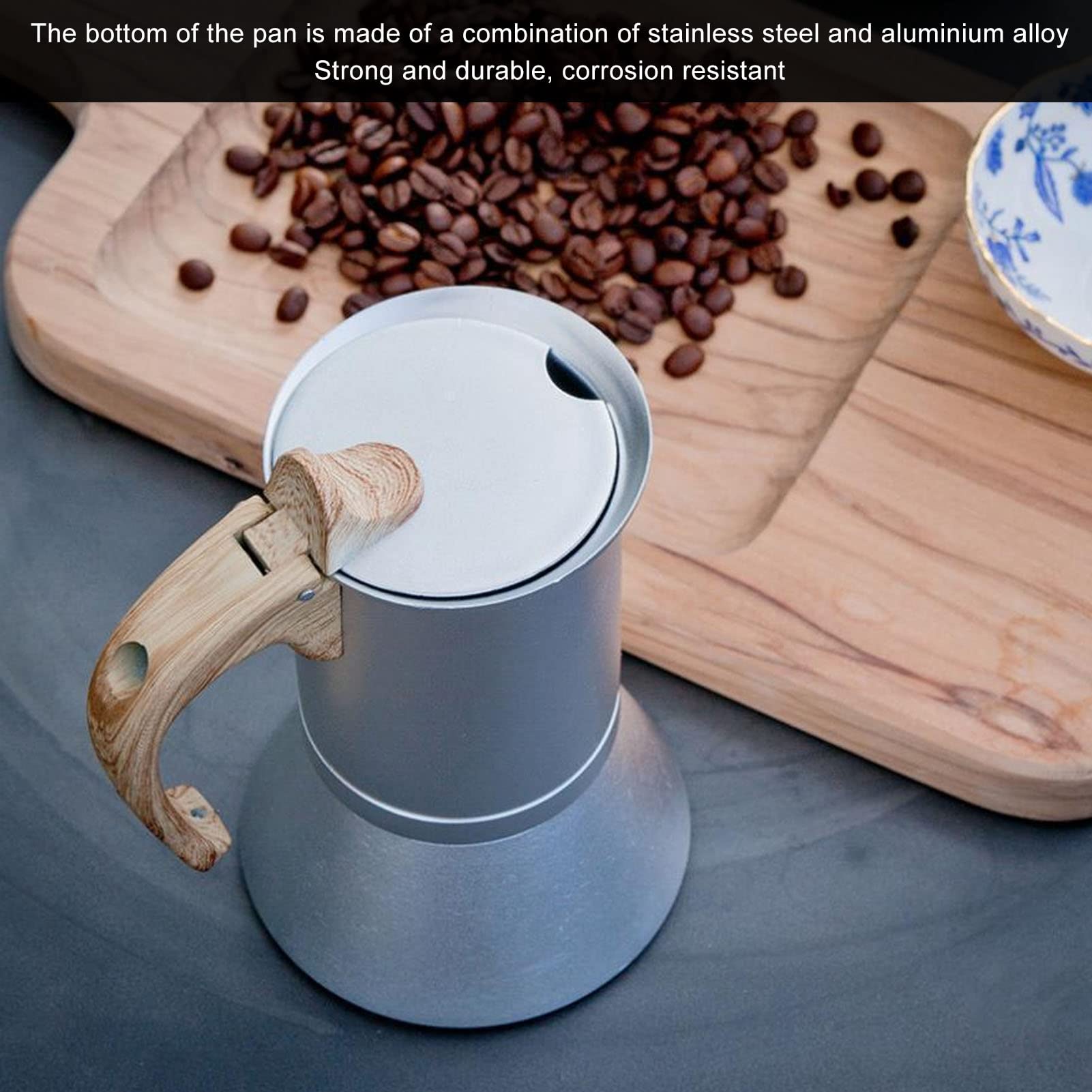 Italian Silver Moka Pot - 150ML Stovetop Espresso Maker for Home & Travel, Perfect for Cappuccino & Latte