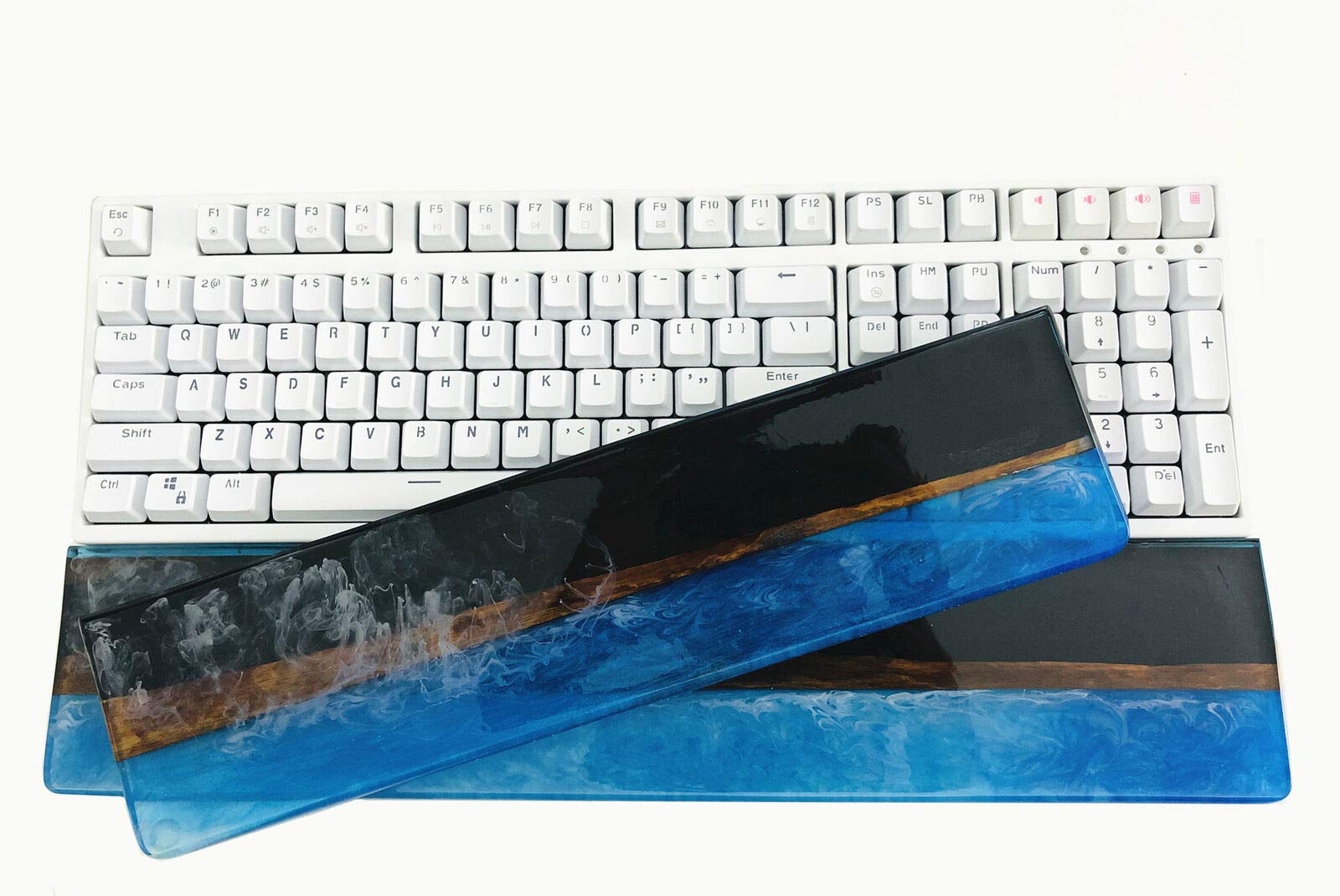Handmade Artisan Wood Resin Keyboard Wrist Rest Pad - Ergonomic Palm Support for 87/104/108 Key Mechanical Keyboards (44cm for 104/108 Keys) - Perfect for Gaming, Typing & Office Work