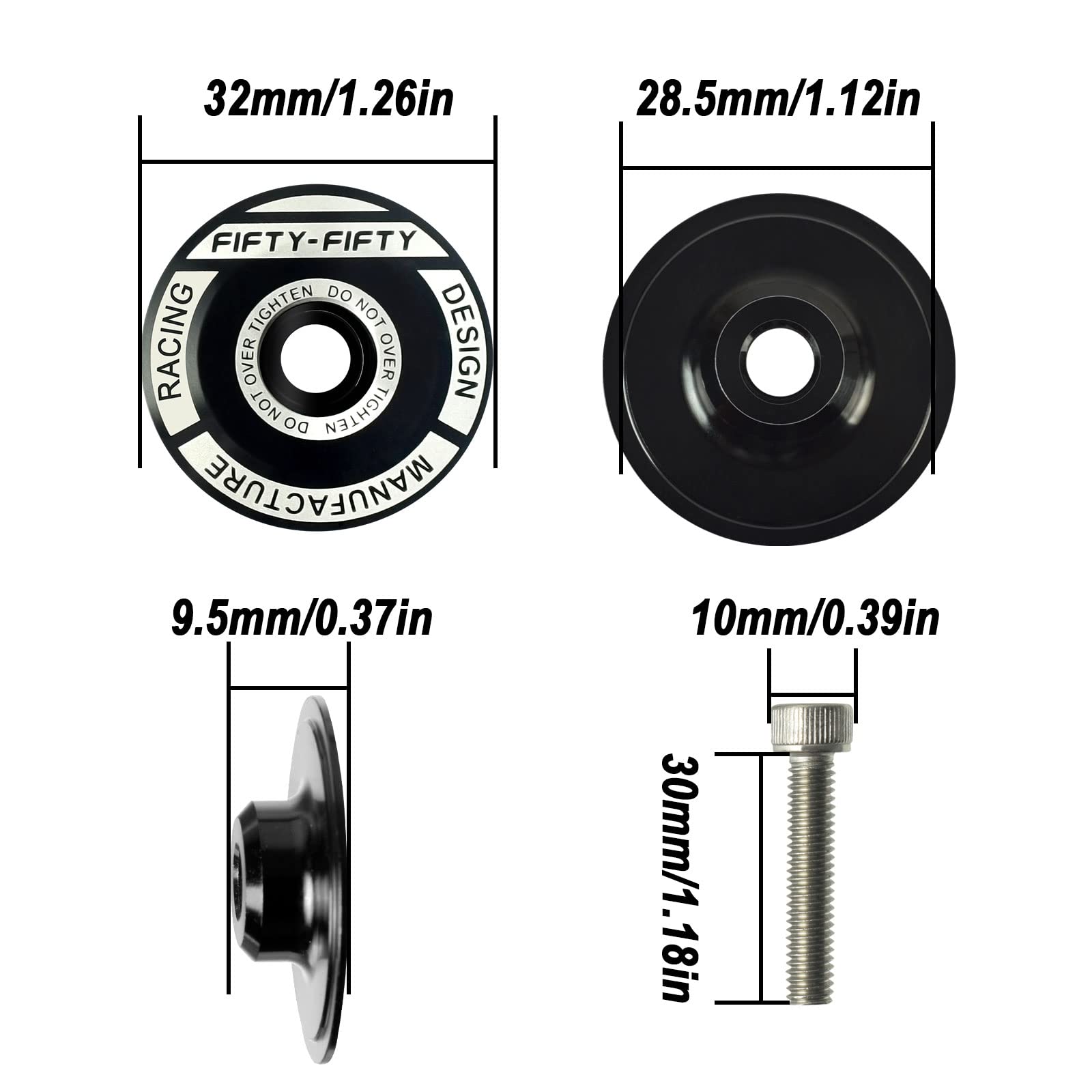 FIFTY-FIFTY Bike Headset Top Cap with Bolts - 1-1/8
