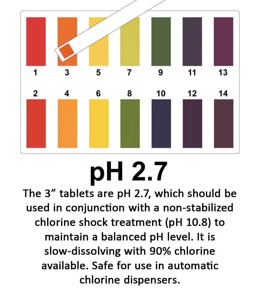 50 lbs. 3-Inch Stabilized Chlorine Tablets for Swimming Pools – Slow Dissolving Chlorinating Tabs for Above Ground & Inground Pools | Easy to Use Pool Maintenance | Perfect for Weekly Chlorine Treatment & Crystal Clear Water | 50 Pound Bucket