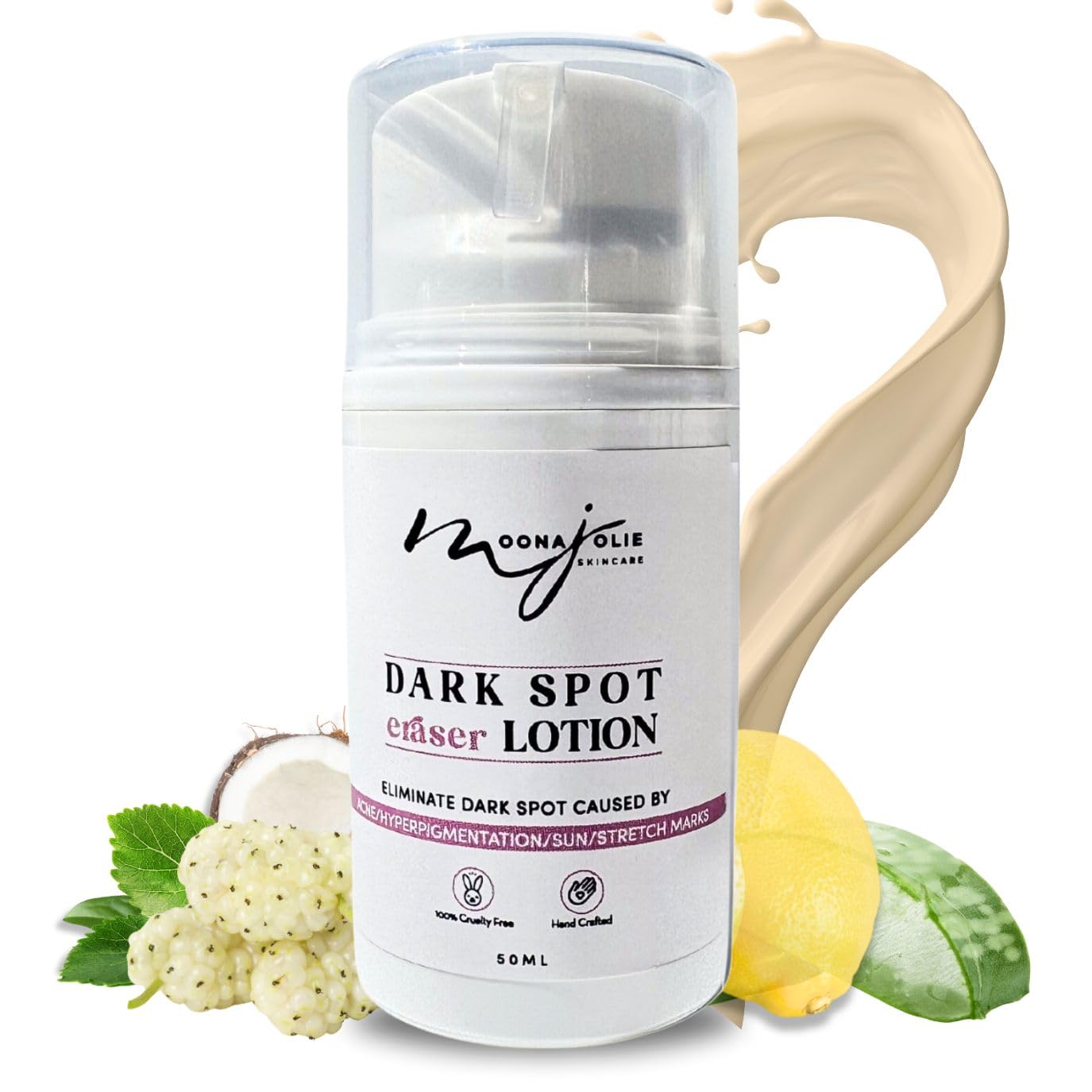 Moona Jolie Dark Spot Corrector & Skin Brightening Lotion with Vitamin C - Hydrating Face & Body Moisturizer for Acne Scars, Stretch Marks & Uneven Skin Tone - 50ML | Perfect for Daily Skincare Routine & Post-Treatment Care