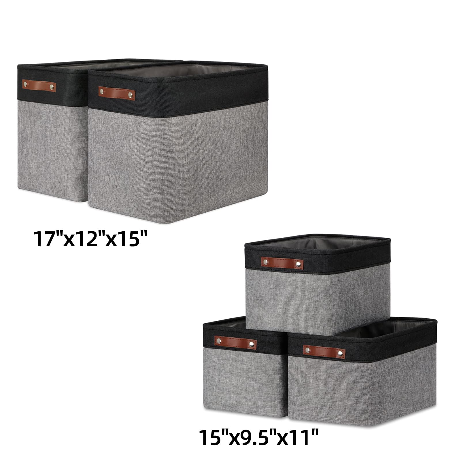 DULLEMELO Collapsible Storage Baskets Set - 2 Large Baskets (17
