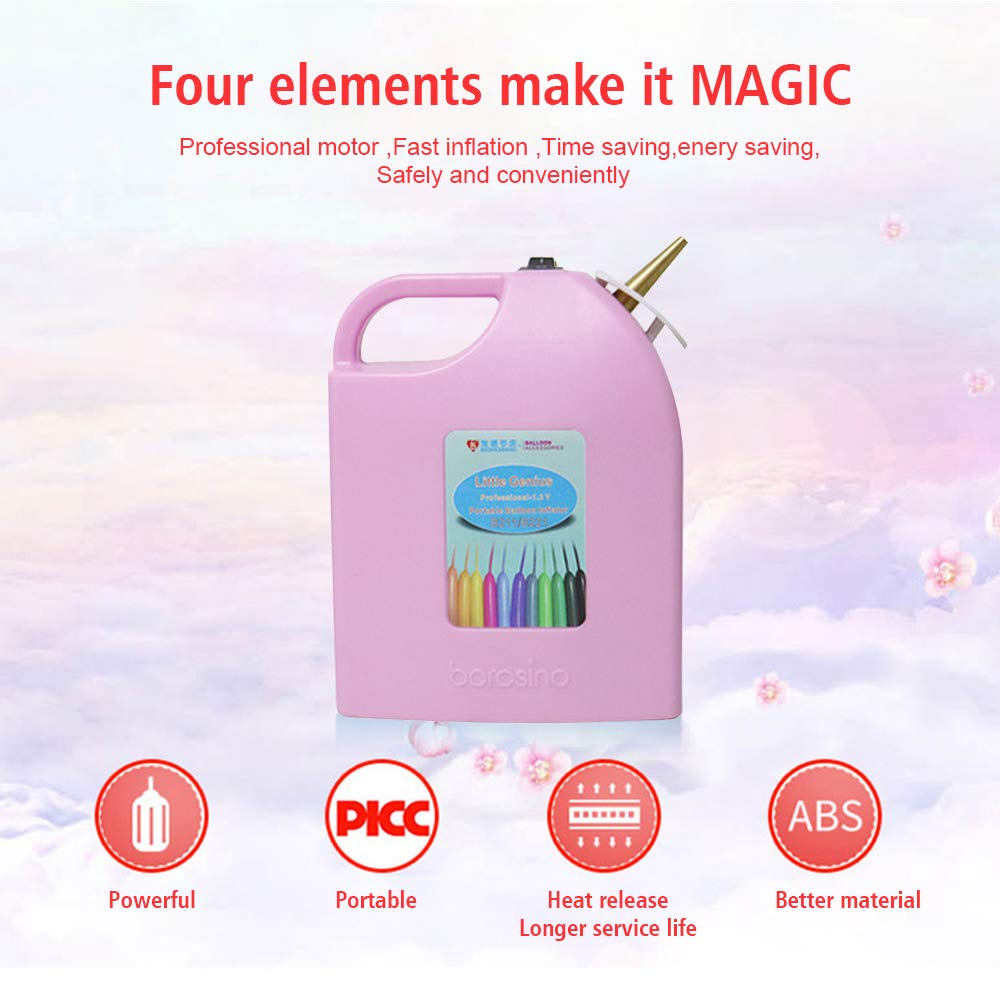 Portable Electric Balloon Pump - Rechargeable Magic Balloon Inflator for Twisting & Modeling Balloons | Fast Party Decoration Tool | Perfect for Birthday, Wedding & Baby Shower Events (Pink)