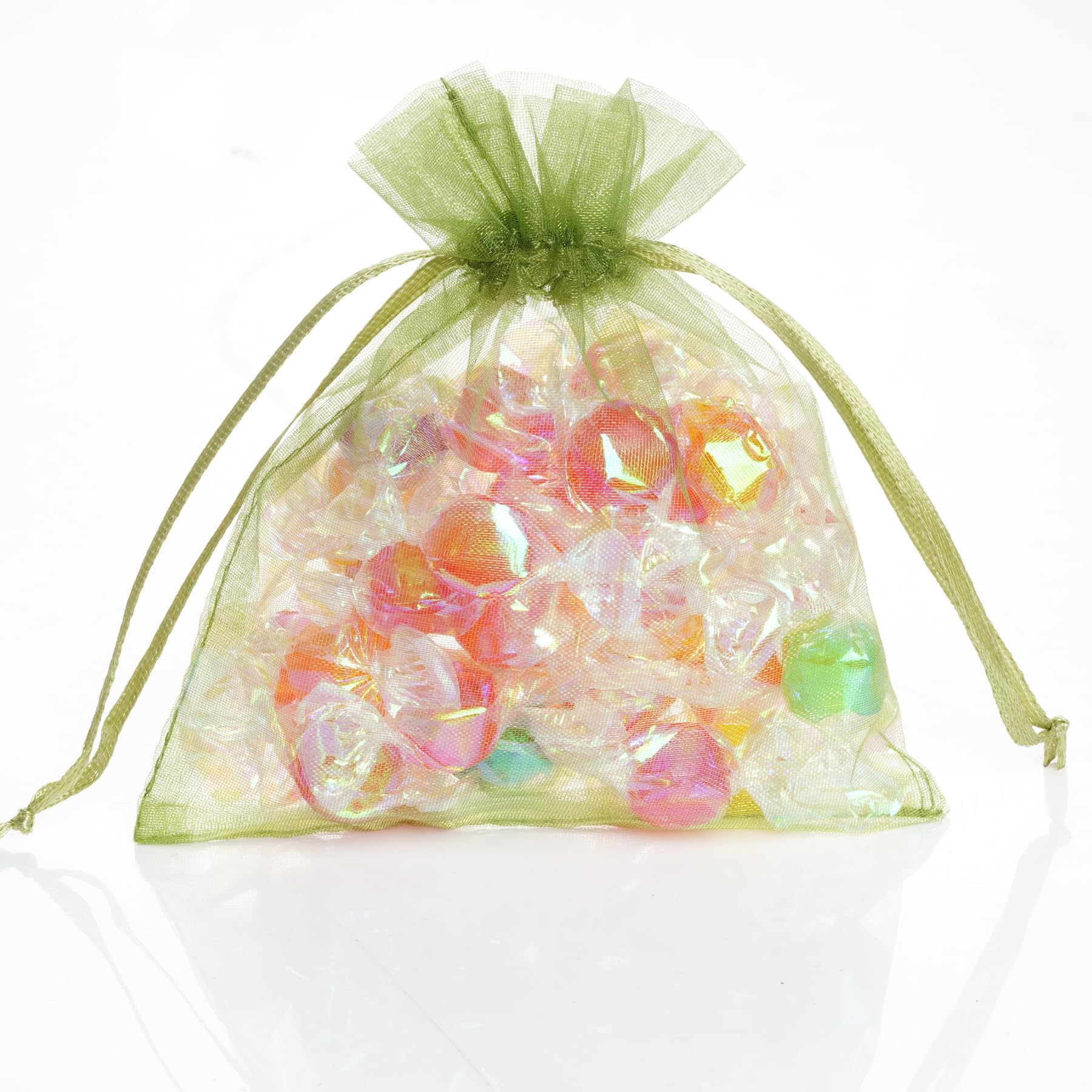 100pcs Olive Green Organza Bags 3.54