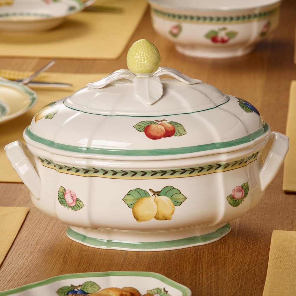 Villeroy & Boch French Garden Fleurence Soup Tureen 84.5 oz - Premium Porcelain Serving Bowl with Lid, White & Multicolor Floral Design - Elegant Dining & Entertaining, Holiday Dinnerware, Wedding Gift