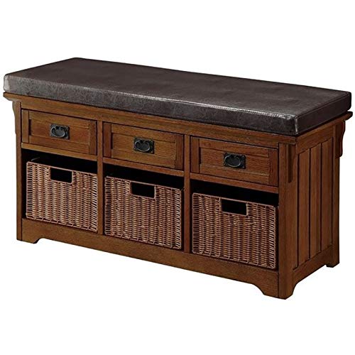 Coaster Storage Bench with Baskets - Medium Brown for Living Room