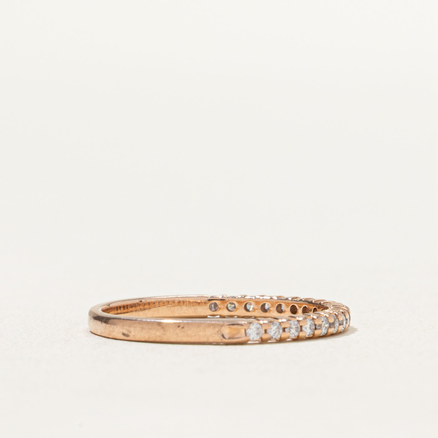 10K Rose Gold Semi Eternity Diamond Wedding Band Ring - 0.19ctw Total Weight - Size 5.25 - Perfect for Anniversary, Engagement, or Bridal Jewelry Gift