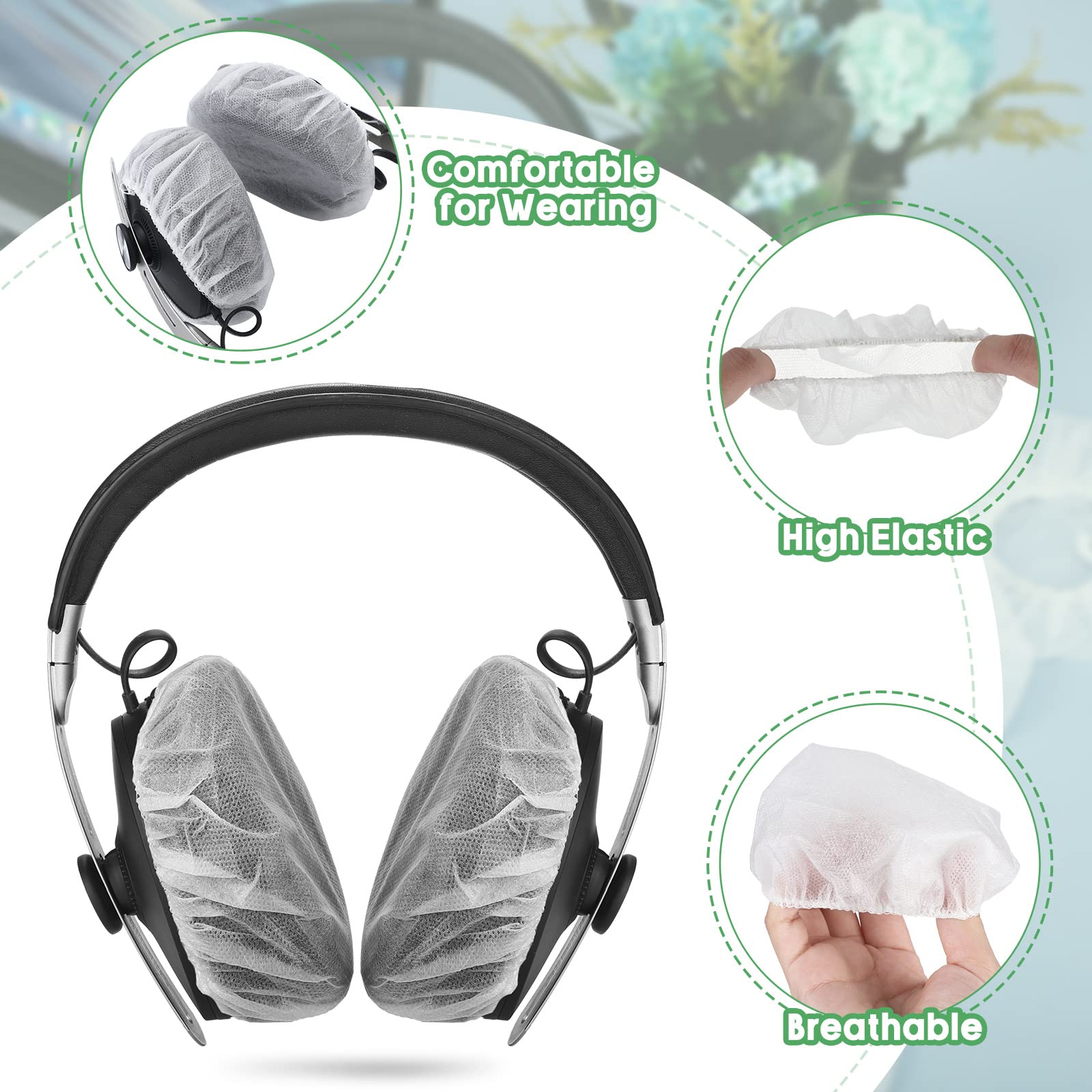 Tatuo 500 Pack Disposable Headphone Ear Covers - Stretchable Sanitary Earpad Covers for Over-Ear Headphones (11cm/4.3