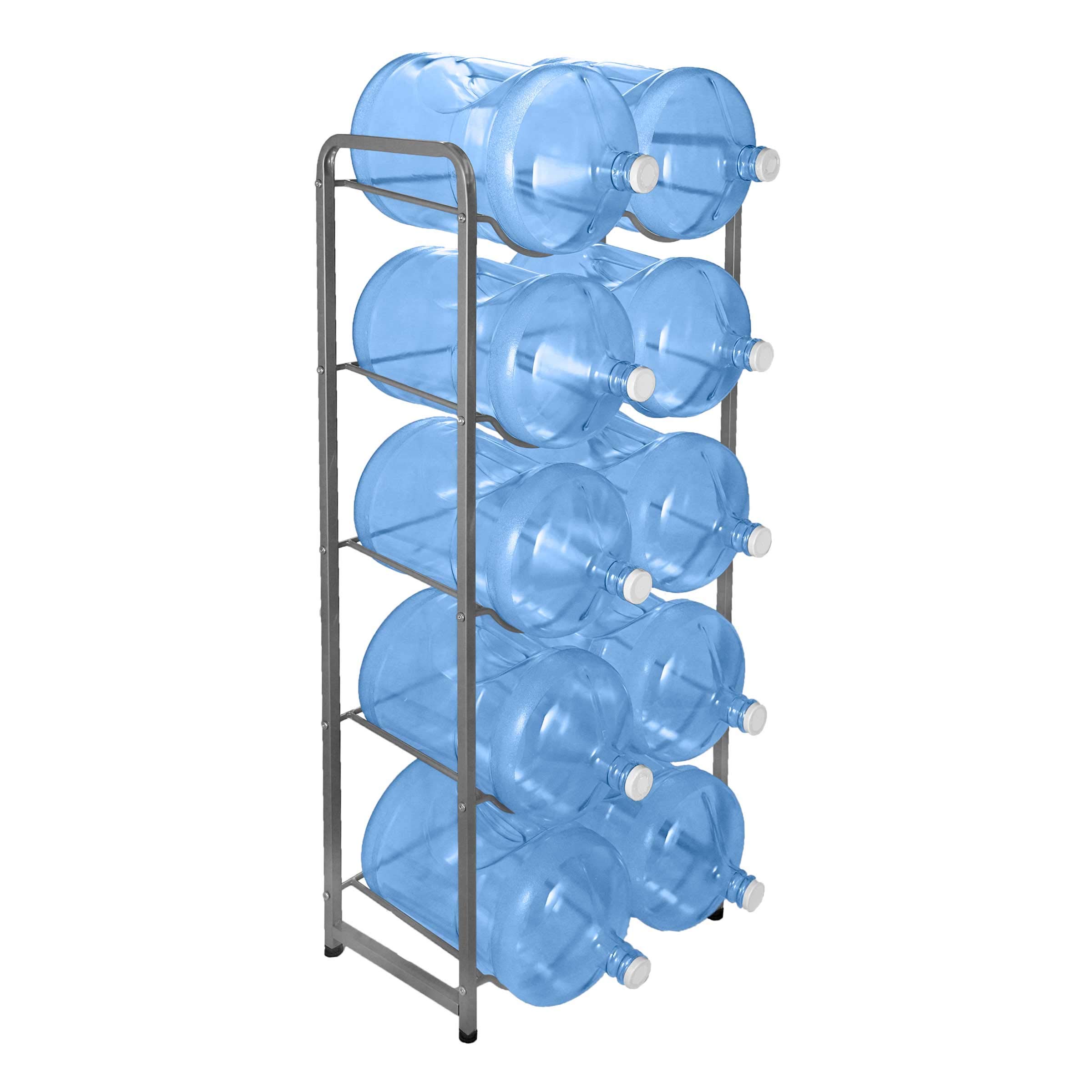 BRIO Double-Column Grey Water Bottle Stand - Holds 10 Bottles - Perfect for Office, Gym, or Home Organization