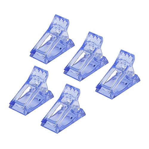 Professional 5Pcs C Curve Nail Clips for Acrylic Nail Extensions - High Quality DIY Nail Art Tips for Home Salon & Portable Use - Perfect for Manicures, Pedicures & Nail Art Designs (Blue)