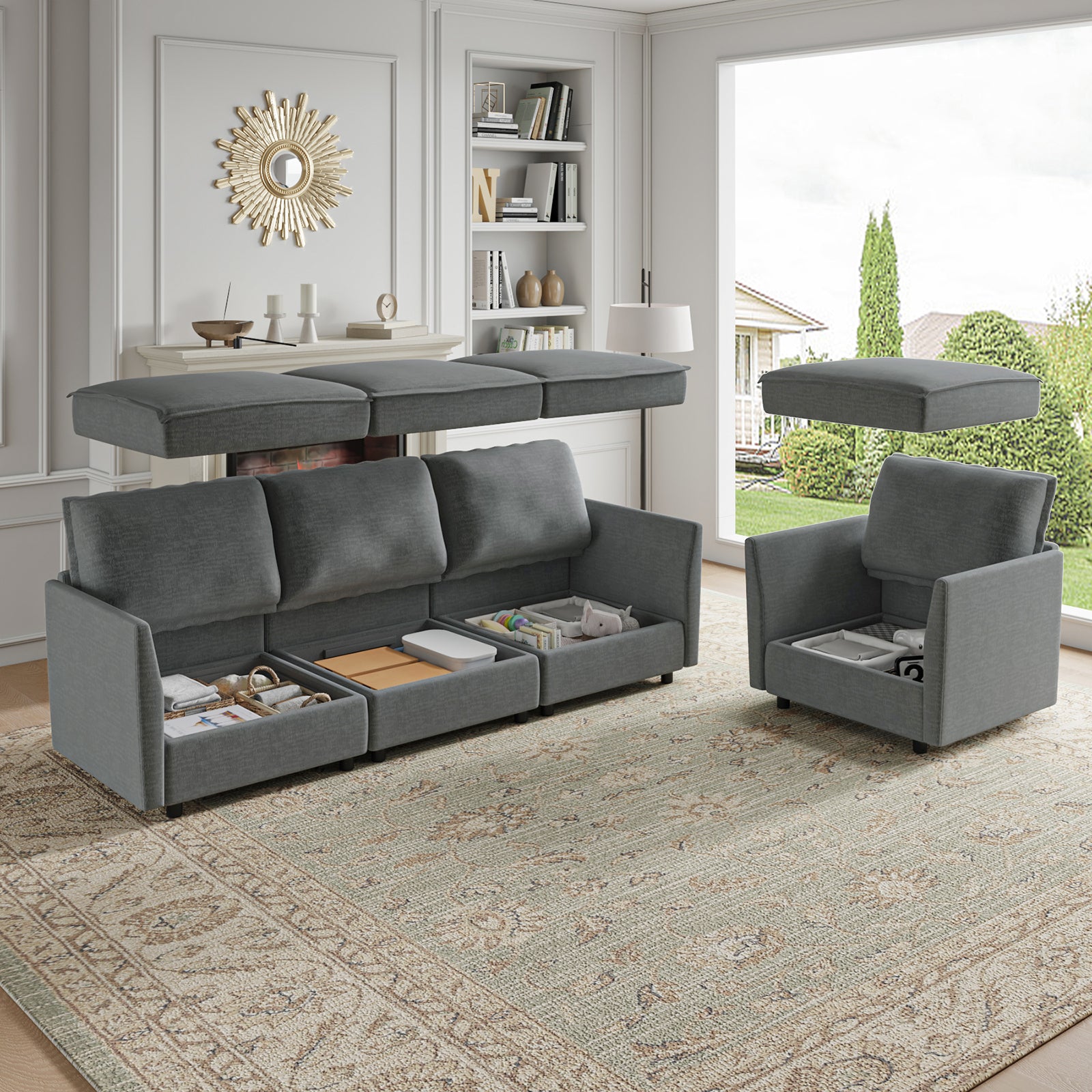 Harmetrix Oversized Soft Sectional Couch with Storage | Modern L-Shaped Sofa Bed with Hidden Compartment | Perfect for Living Room, Family Room & Small Spaces