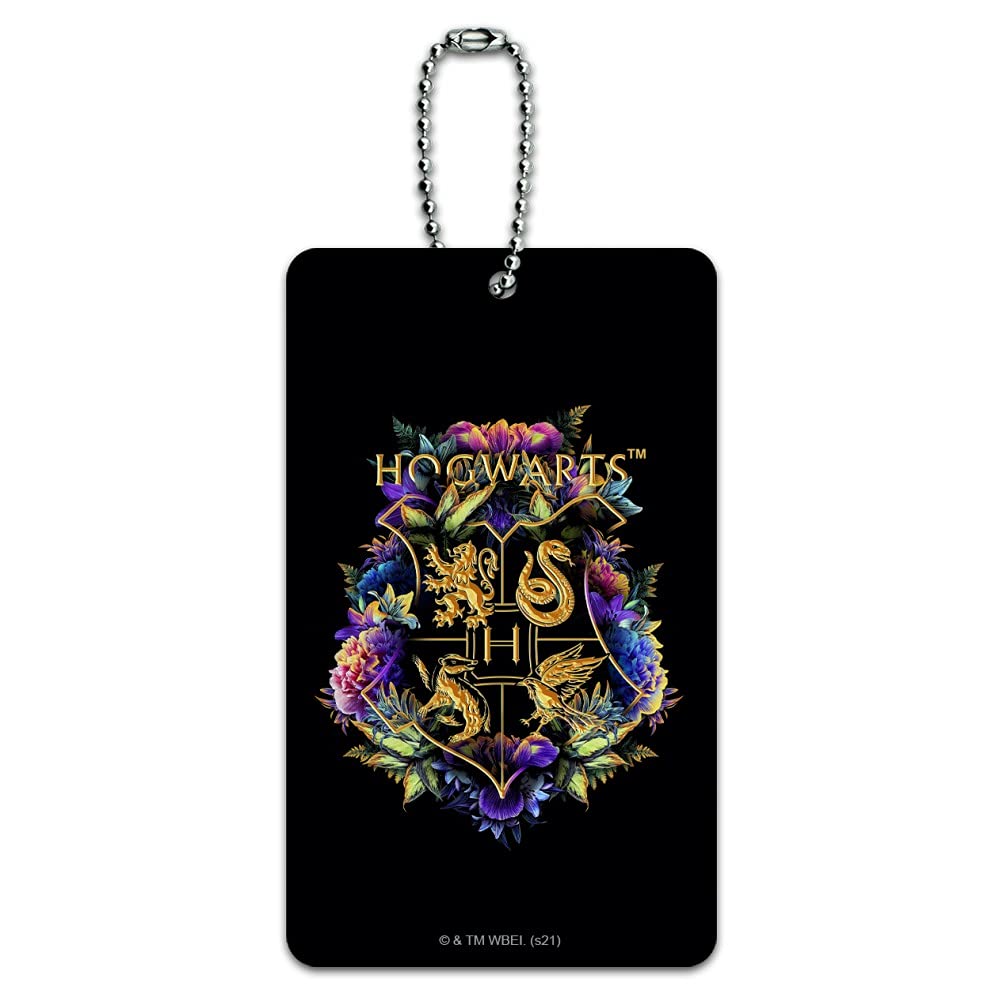 Harry Potter Hogwarts Floral Crest Luggage Tag - Vintage Style Suitcase ID Tag for Travel & Carry-On Bags - Perfect for Harry Potter Fans & Travel Accessories