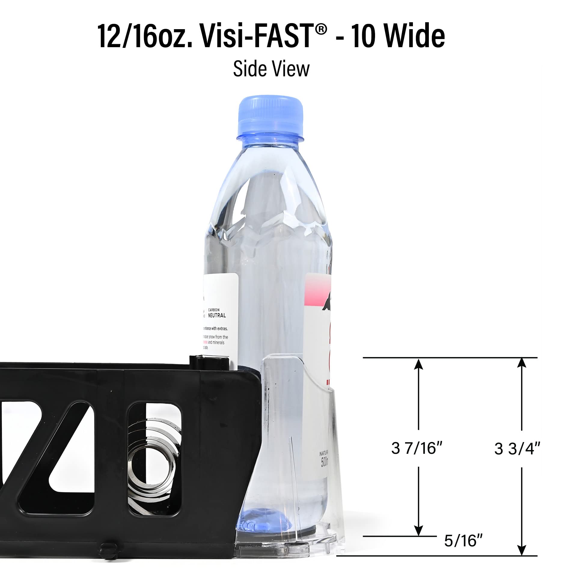 Visi-FAST Spring Push Drink Dispenser - 6 Pack Fridge Organizer for 12/16 oz Cans, Bottles & Beverages | Space-Saving Refrigerator Storage for Home, Office & Commercial Use | Perfect for Parties, BBQs & Daily Drink Organization