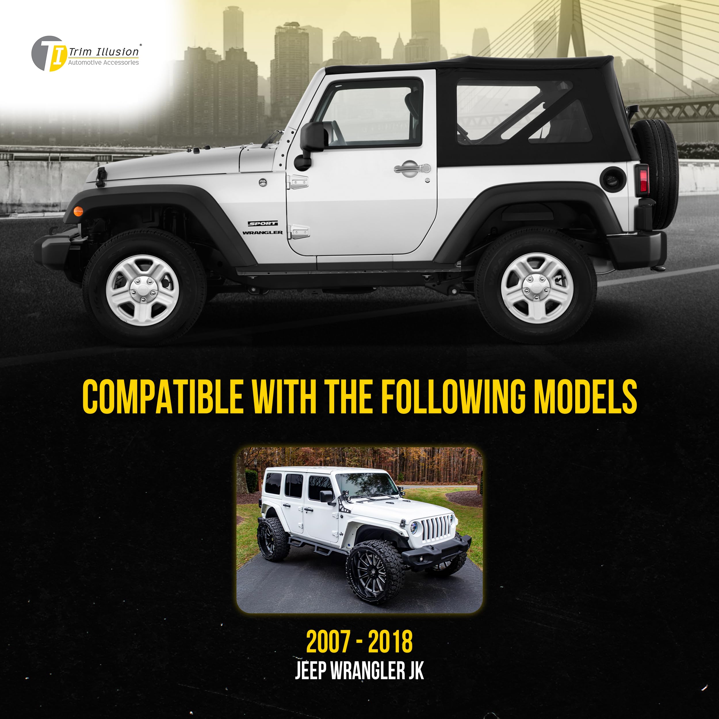 Chrome Car Door Handle Cover Trim Accessories for Jeep Wrangler 2007-2017 (No Smart Key) - DH122 - Upgrade Your Ride with Durable Exterior Protection