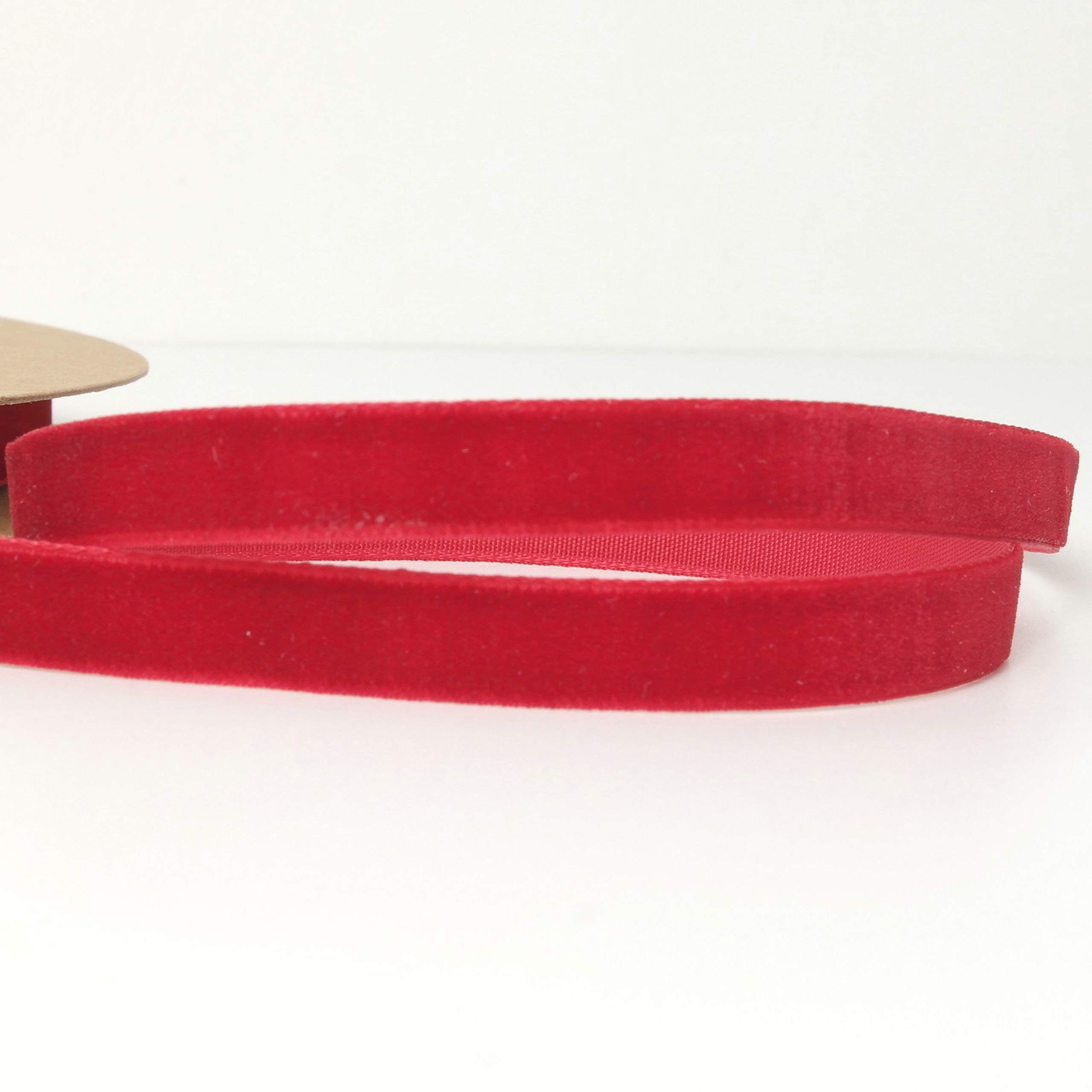 3/8 Inch Red Velvet Ribbon - Crushed Christmas Decorative Ribbon - 20 Yards Spool for Gift Wrapping, Holiday Decorations, Tree Trimming & DIY Crafts (3/8
