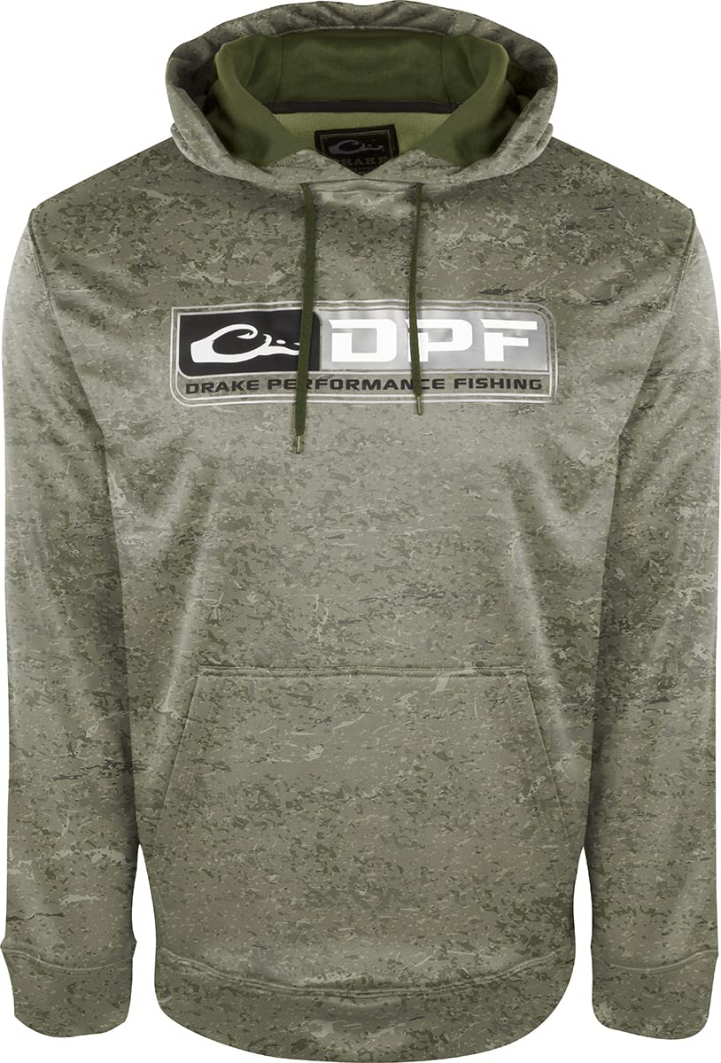 Drake Waterfowl Performance Fishing Hoodie - Waterproof & Breathable Camo Jacket for Hunting & Outdoor Activities | Duckweed Camouflage Design for Waterfowl Hunting & Fishing Adventures