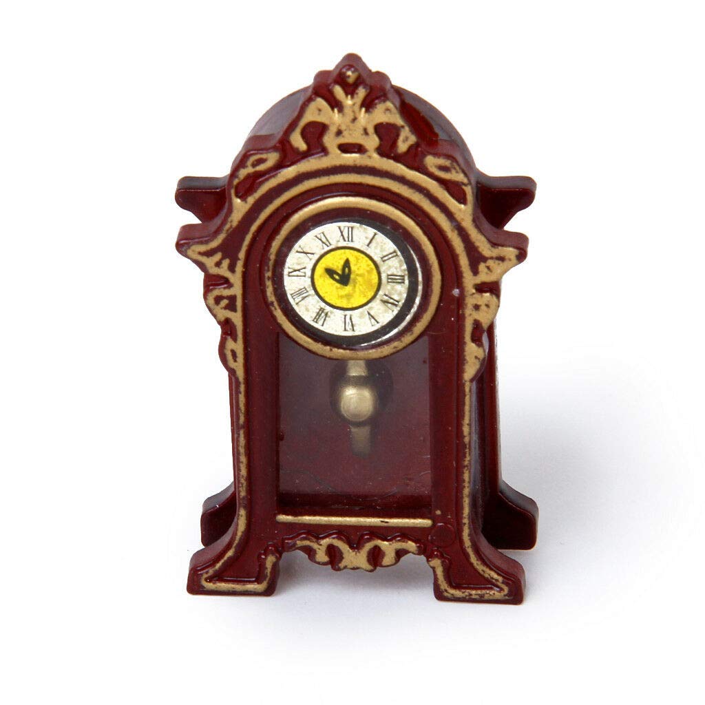 1:12 Scale Miniature Wooden Classical Desk Clock - Perfect for Dollhouse Furniture, DIY Crafts, and Model Train Scenes | Vintage Home Decor & Collectible Miniature Accessories