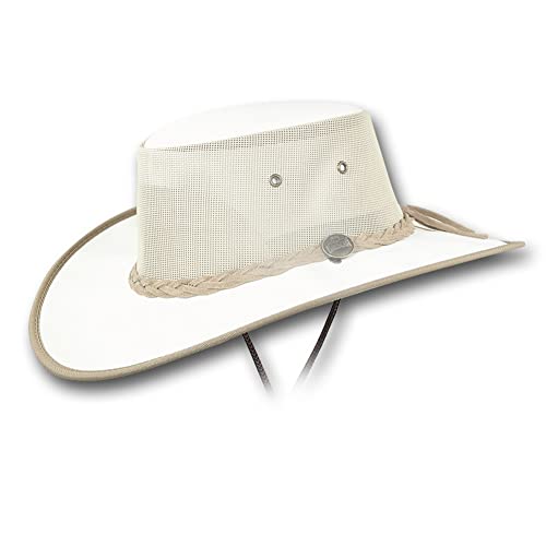 Barmah Hats Wide Brim Canvas Cooler Hat for Men & Women - UPF 50+ Sun Protection, Breathable Summer Outdoor Hat for Hiking, Fishing, Beach, and Gardening - Item 1087