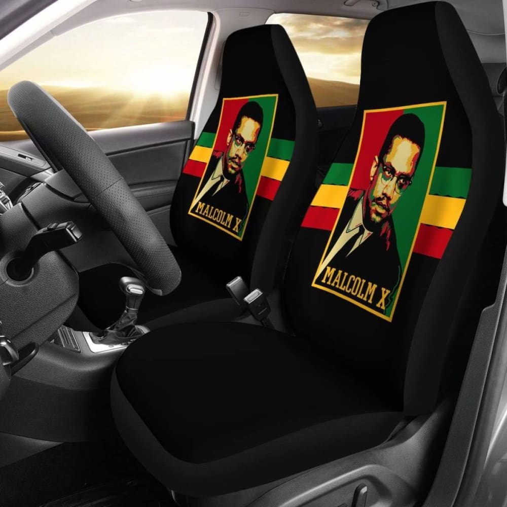 African Malcolm X Retro Car Seat Covers - Vintage Black Power Design for Cars, Trucks & SUVs - Perfect for Road Trips, Commuting & Car Enthusiasts
