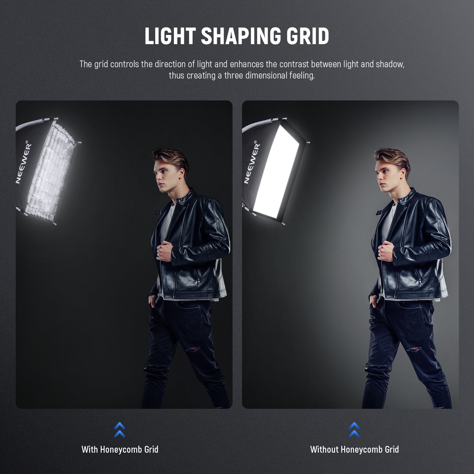 NEEWER NS15S 15.7x15.7 Inch 40x40cm Square Softbox Lighting Diffuser for Photography Studio, Portrait & Product Shots - Perfect for YouTube, TikTok & Live Streaming