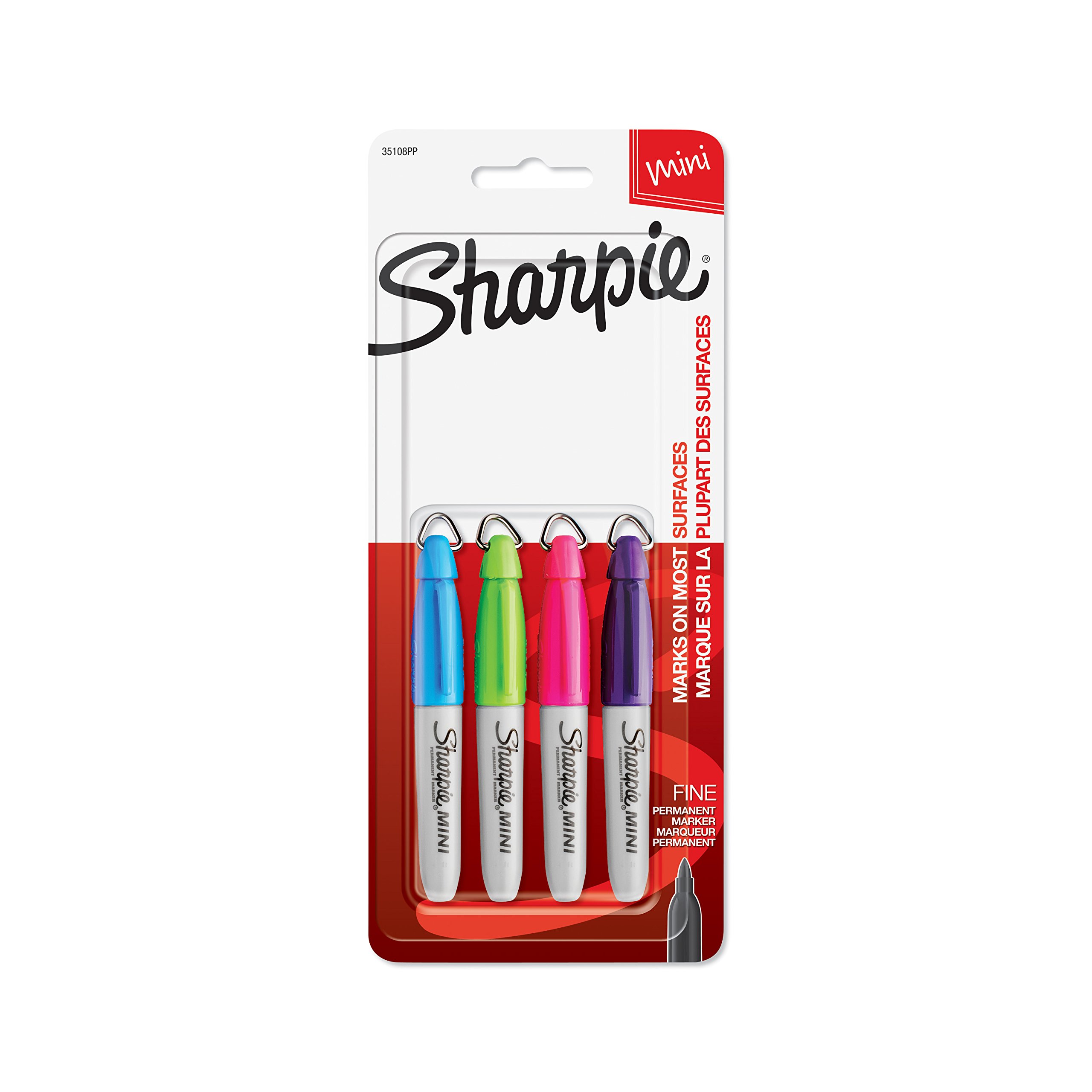 SHARPIE 35108PP Fine Point Permanent Markers - 4 Pack of Vibrant Mini Markers for Office, School & Art Projects - Ideal for Writing, Labeling & Crafting