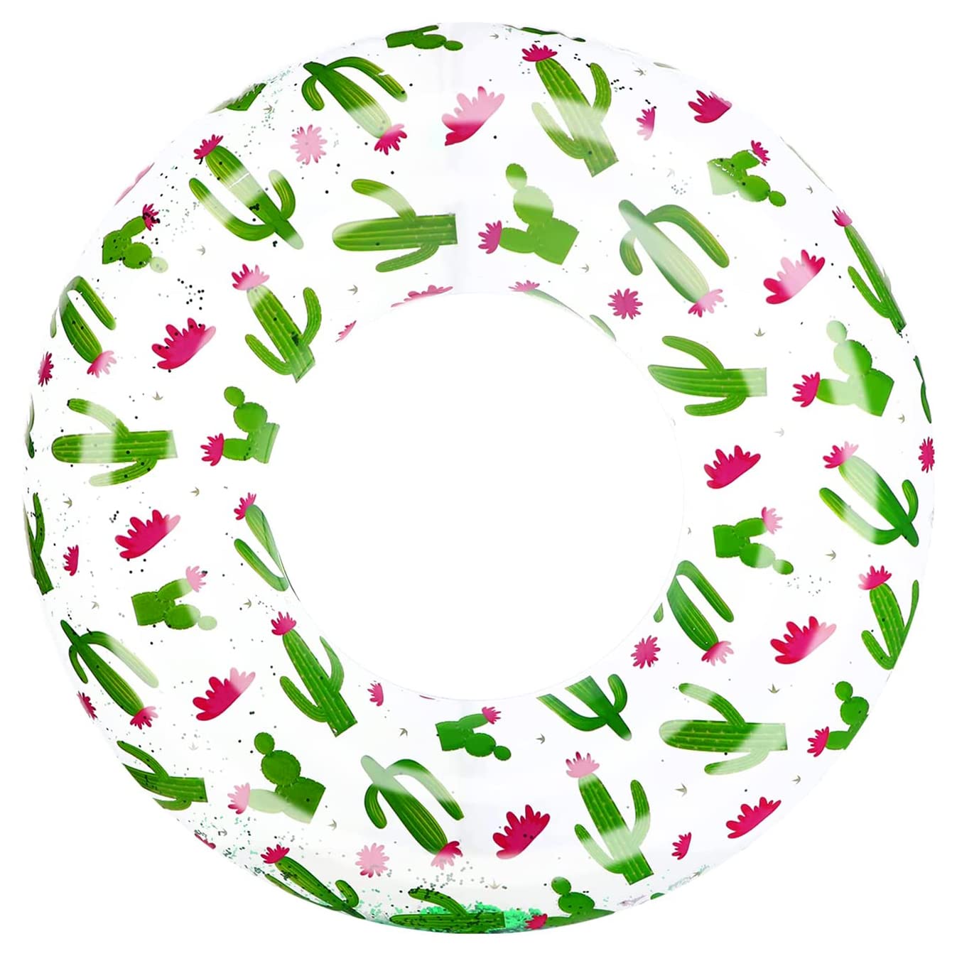 Polita Transparent Pool Floats with Confetti Glitter Print - Inflatable Pool Tubes for Adults & Kids - Perfect for Summer Beach Parties, Pool Relaxation & Backyard Swimming
