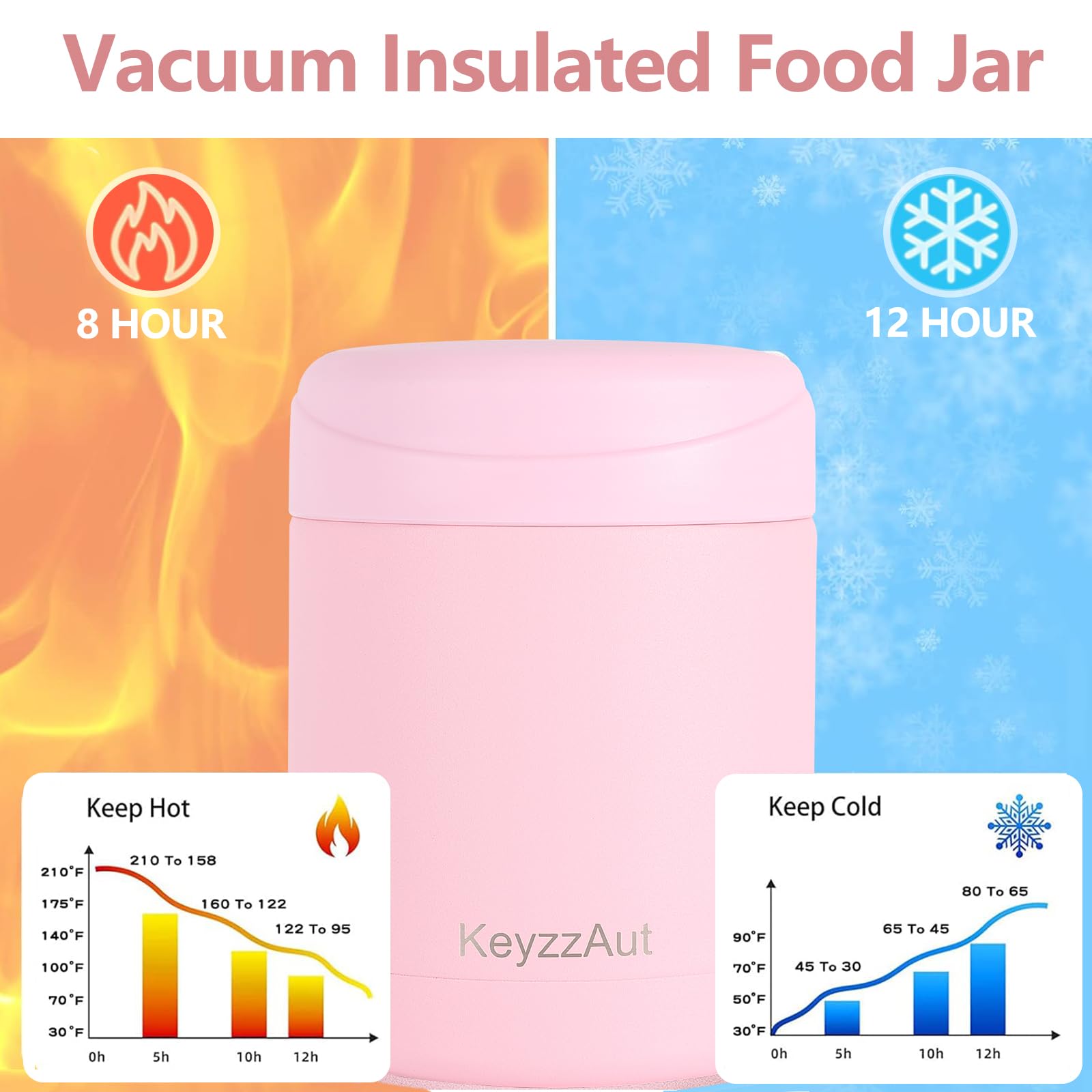 12oz Insulated Food Thermos - Vacuum Sealed Stainless Steel Lunch Box for Hot & Cold Meals | Leak-Proof Soup Container for Kids & Adults | Perfect for School, Office, Picnics & Travel (Pink)